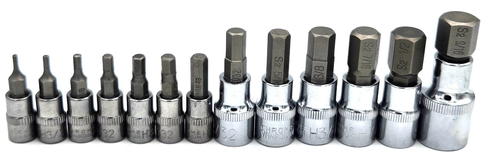 13pc Hex Bit Socket Set S2 Steel Allen Bit Socket Tool Kit CR-V (SAE)