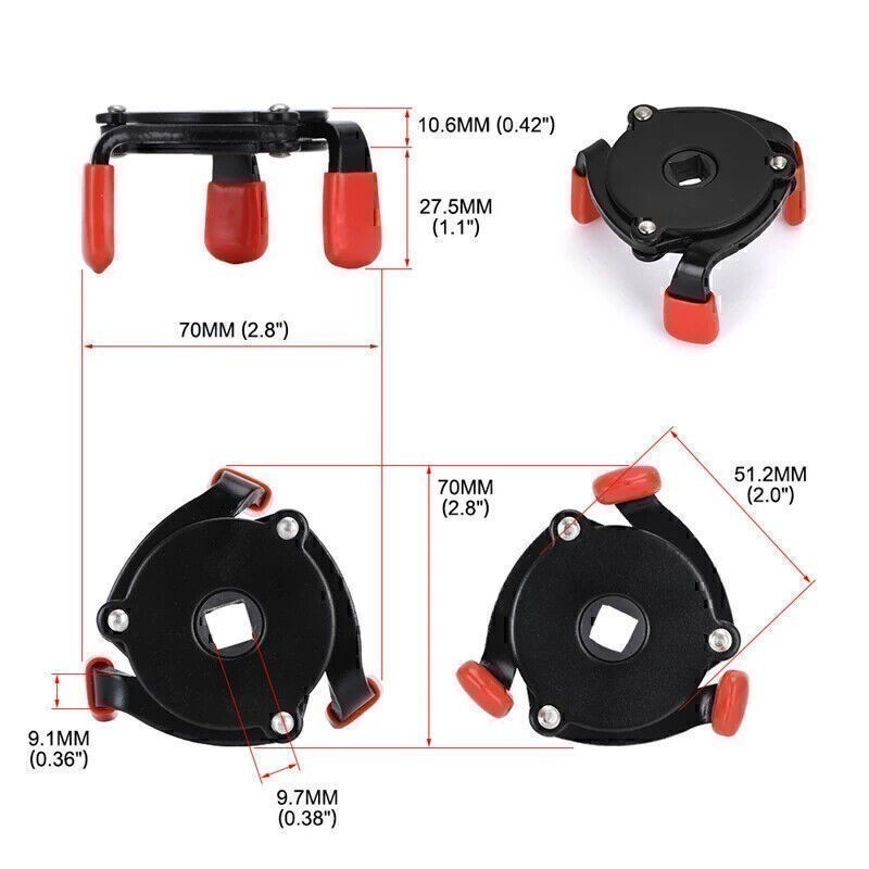 Universal Car 3 Jaws Oil Filter Wrench Adjustable Spanner Remover Removal Tool