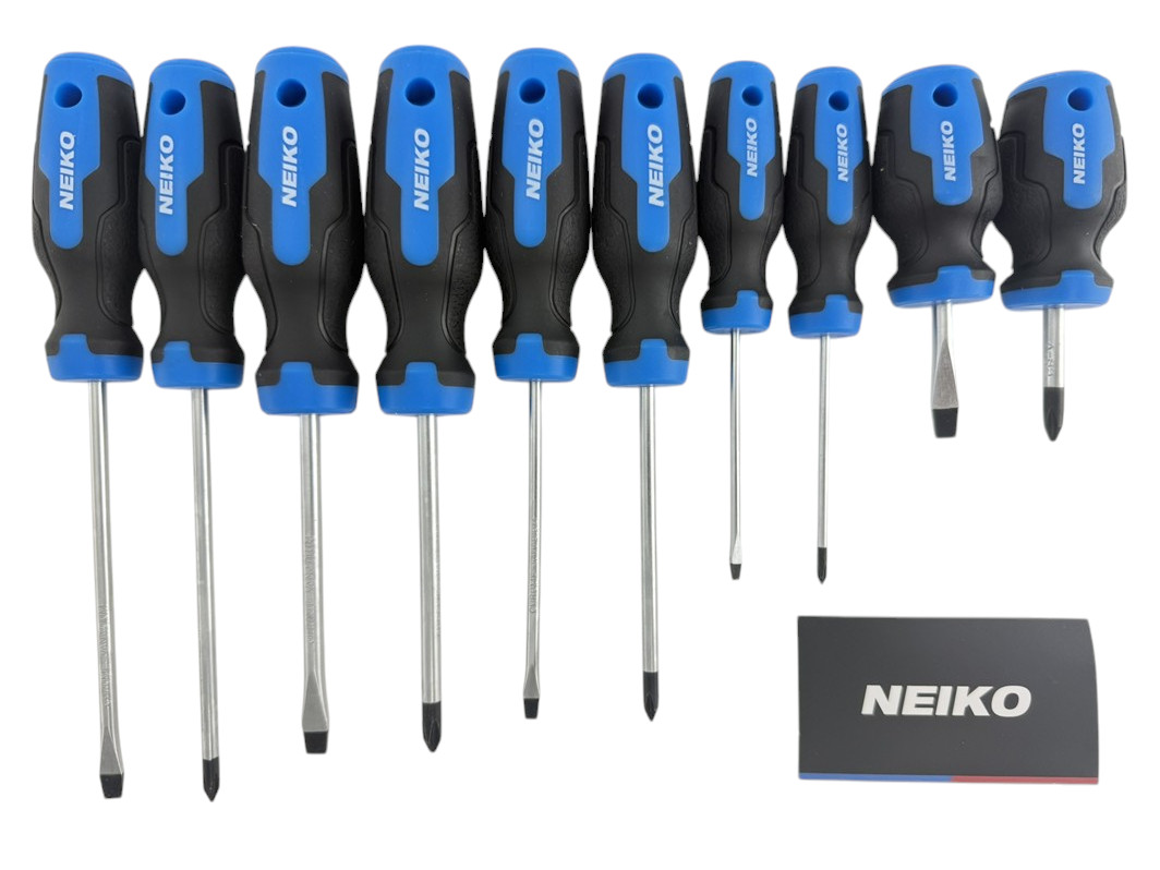 10pc Neiko NEW Magnetic Tip Non Slip Phillips & Flathead Screwdrivers Set 01378A
