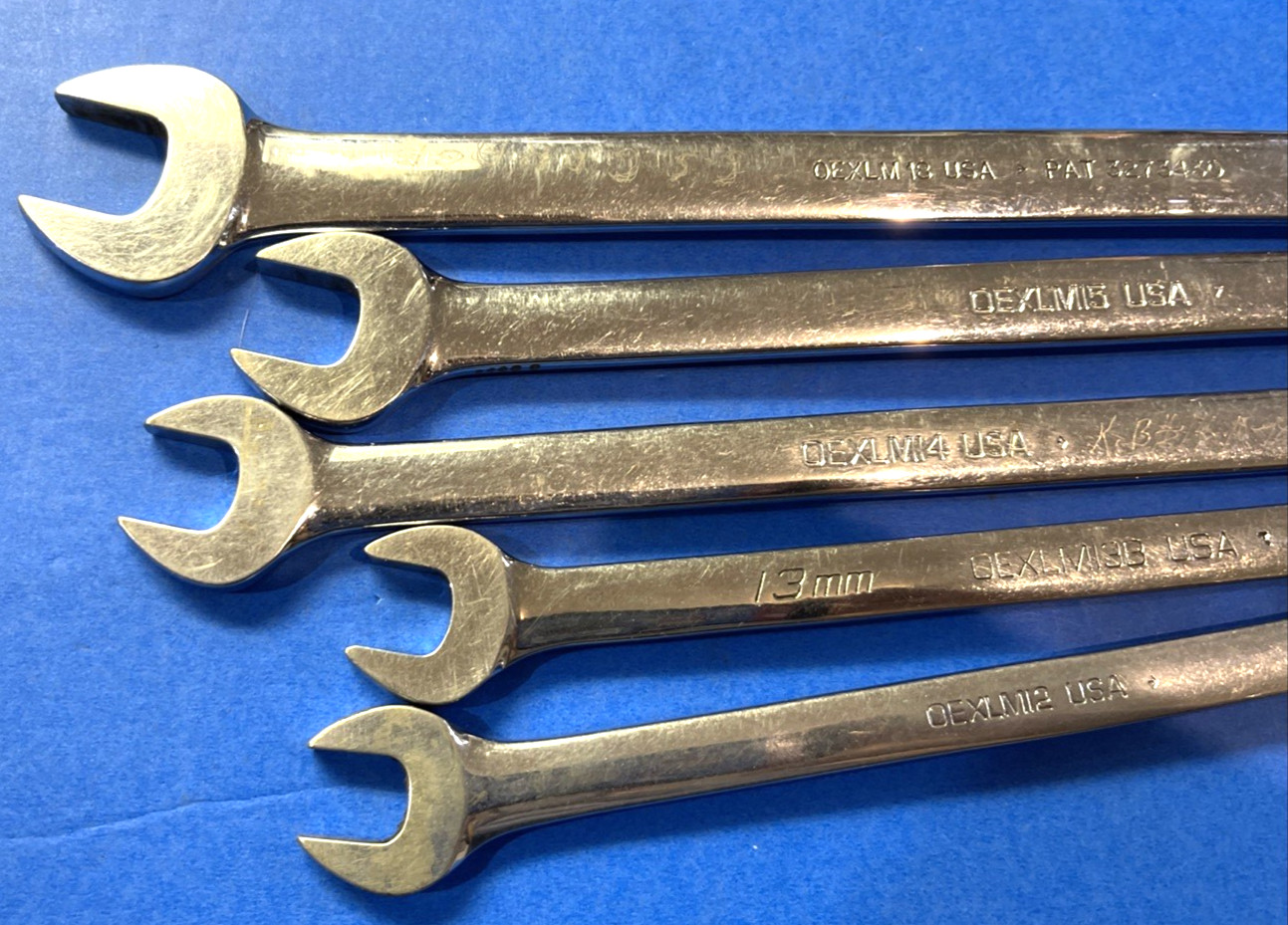 SNAP-ON TOOLS 5 PIECE METRIC EXTRA LONG COMBINATION WRENCHES 12mm 13, 14, 15, 18