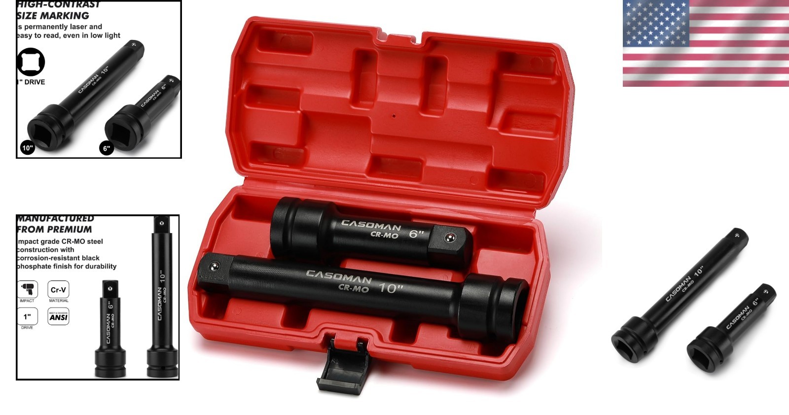 6″ & 10″ Impact Extension Bar Set – Quality with Black Phosphate Finish
