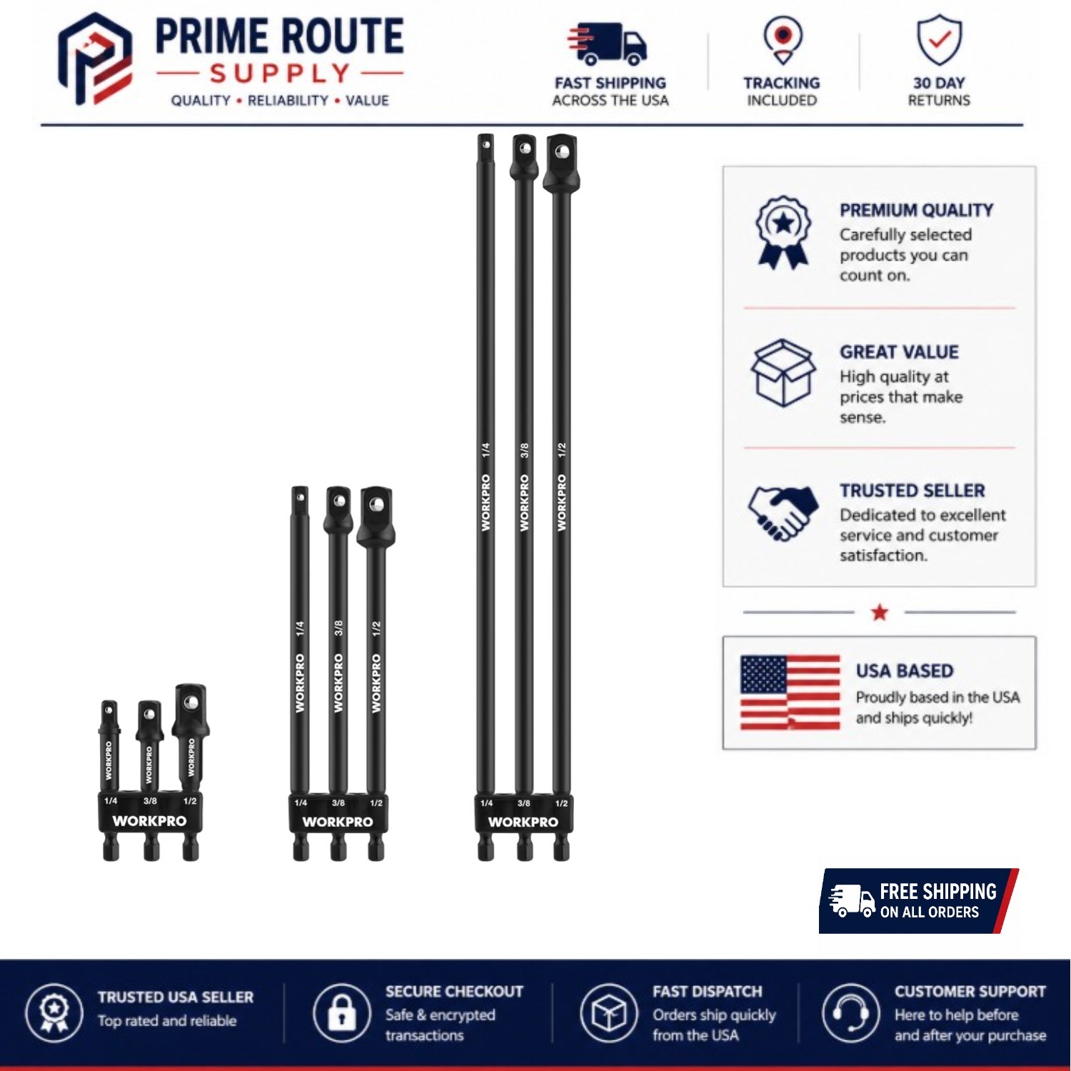 Professional 9-Piece Socket Adapter Set with Polished Finish & Tool Holders