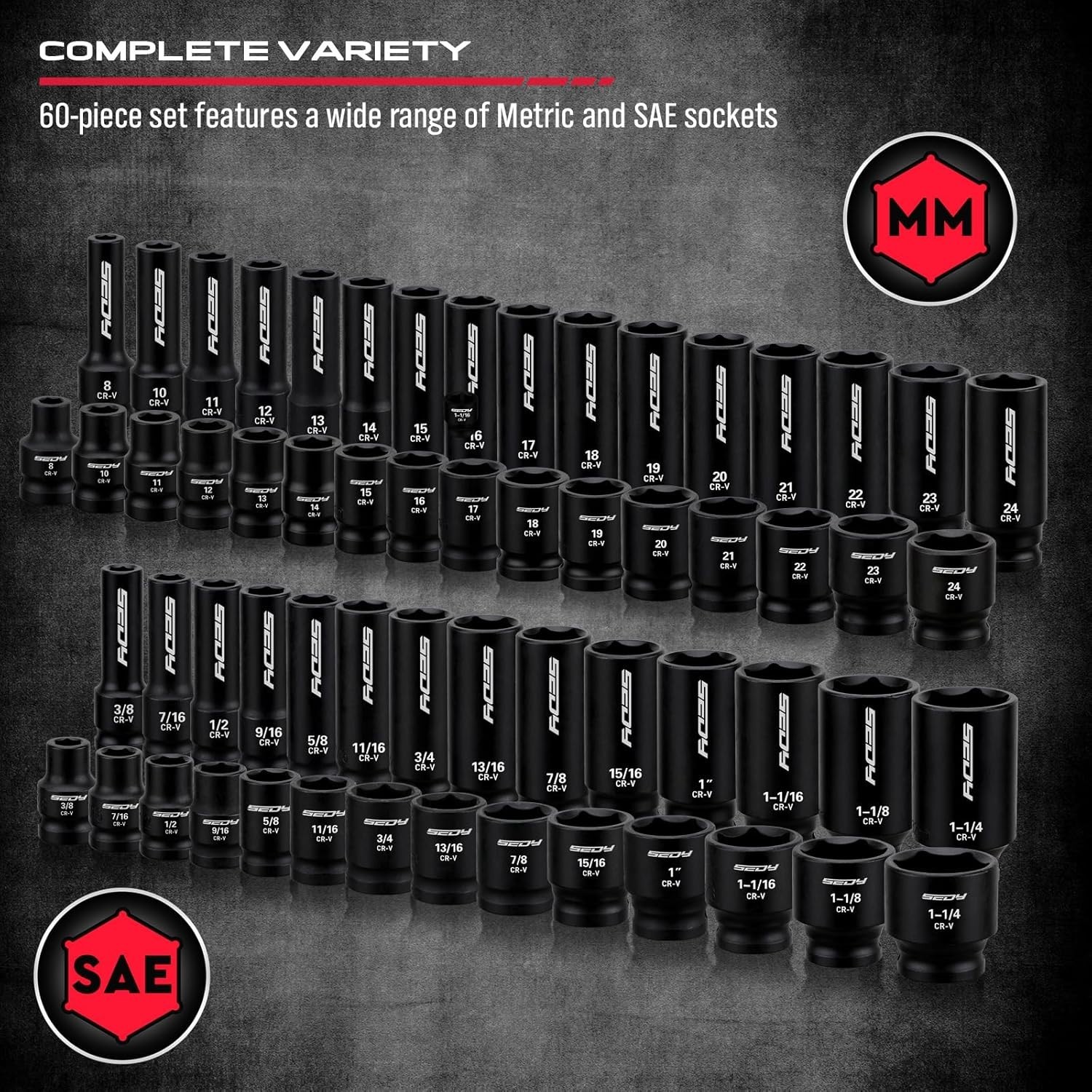 Master 1/2″ Drive Impact Socket Set, 67-Piece Standard & Deep Master Impact S…