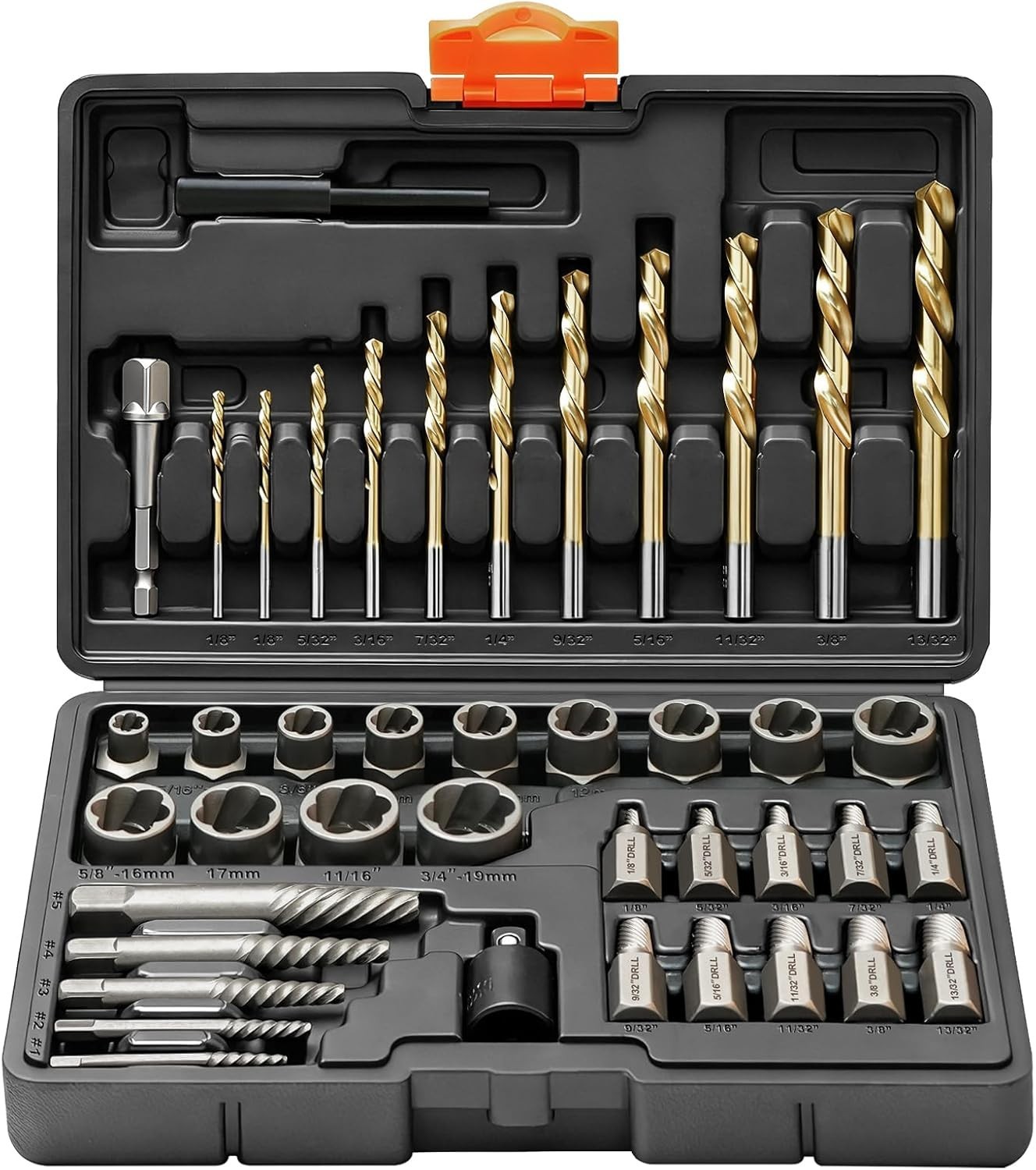 Heavy-Duty 42-Piece Bolt Extractor & Cobalt Bit Set for Stripped, Frozen Screws
