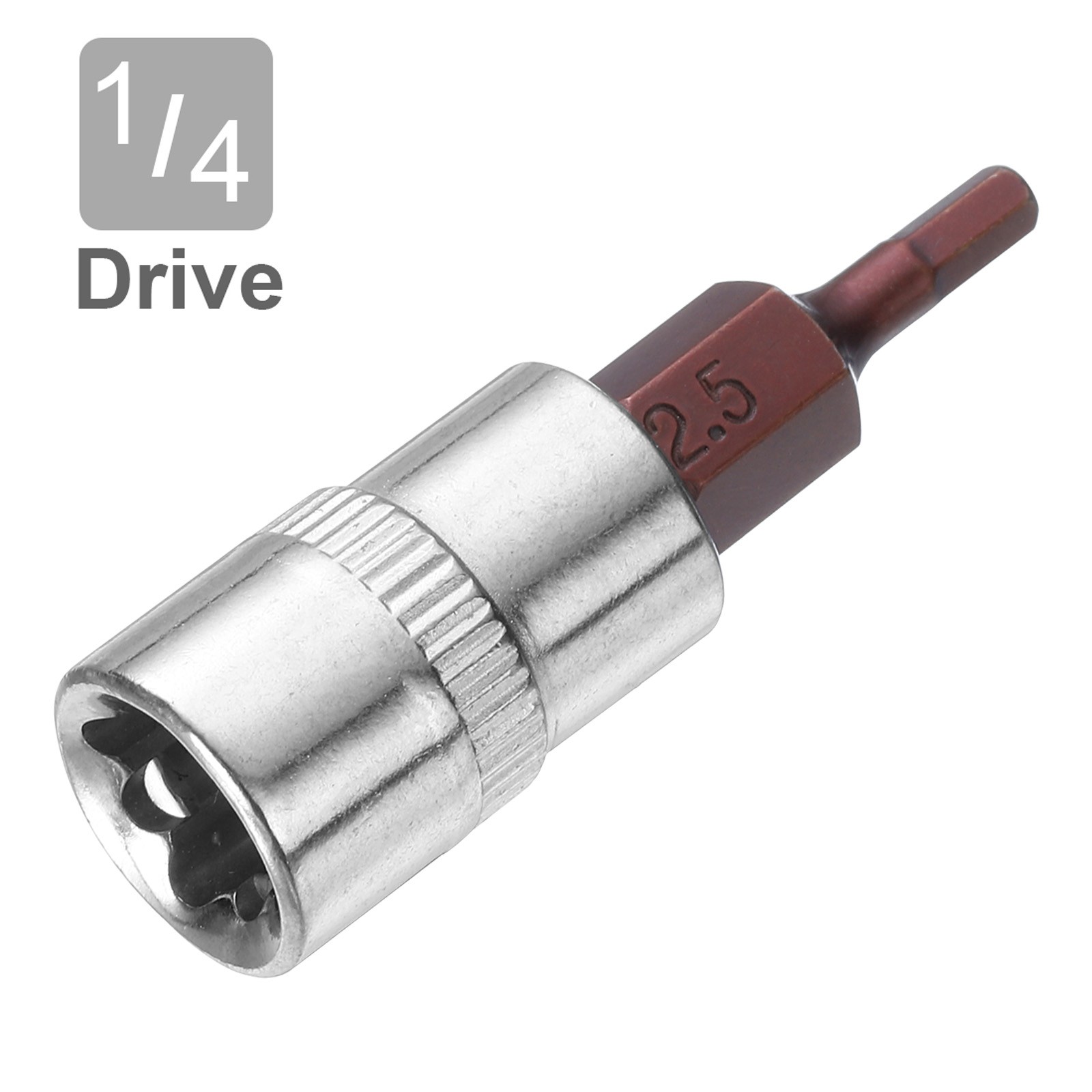2Pcs 1/4-Inch Drive 2.5mm Hex Bit Socket, S2 Steel