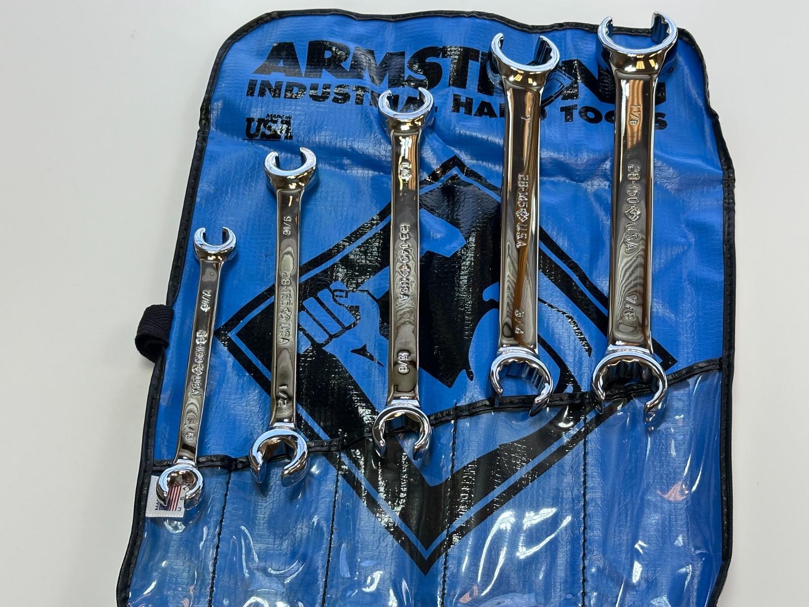 Armstrong Tools USA 28-155 (NOS NEW) 5pc SAE 3/8-1-1/8 Flare Nut Line Wrench Set