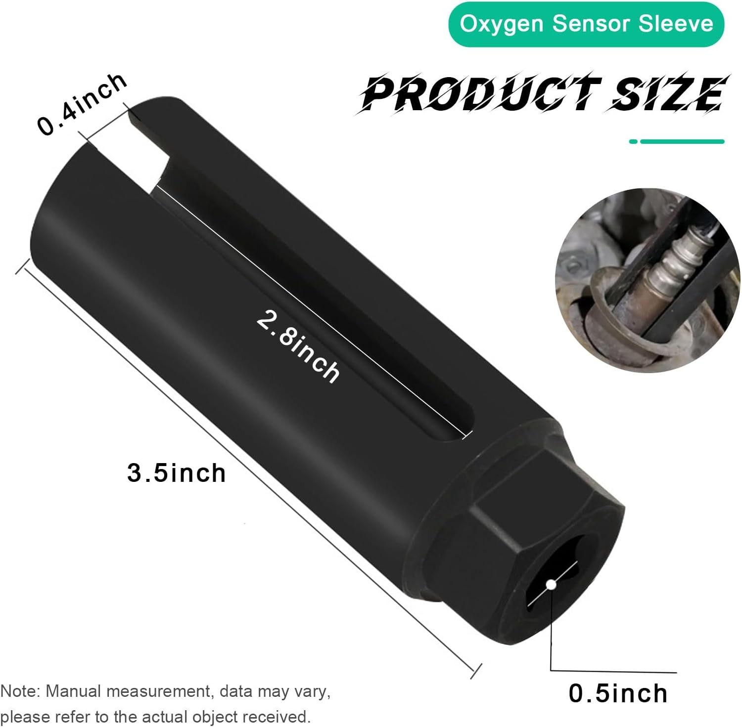 Oxygen Sensor Socket with Side Wire Cutout, 1/2 3.54×0.87 inches, Small