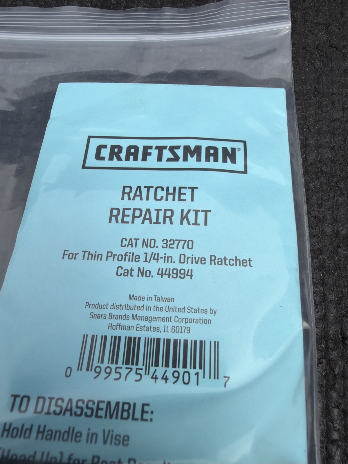 Sears Craftsman Nos Thin Profile Ratchet Repair Kit 32770 For 44994 1/4” Drive