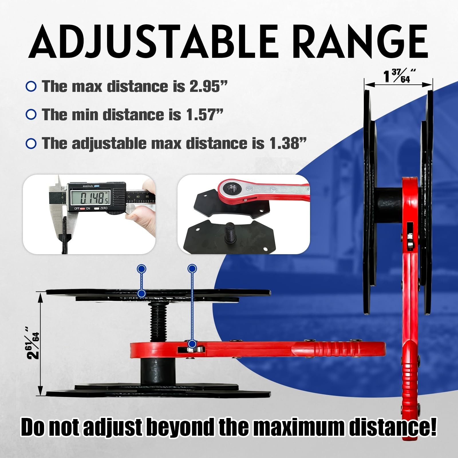 Brake Caliper Compression Tool with Extra 2Pcs Large Plates 1.57″-2.95″