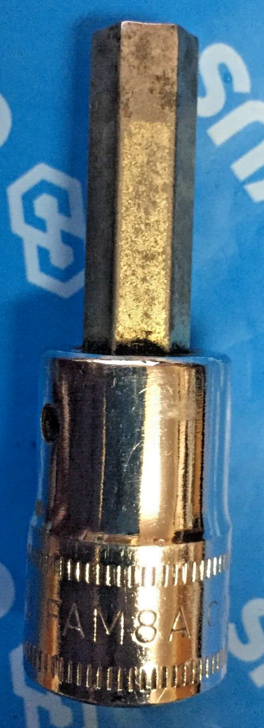 Snap On FAM8A Metric 8mm CR Hex Bit Socket 3/8″dr 2″L 1983 Canada Good 8.5/10L