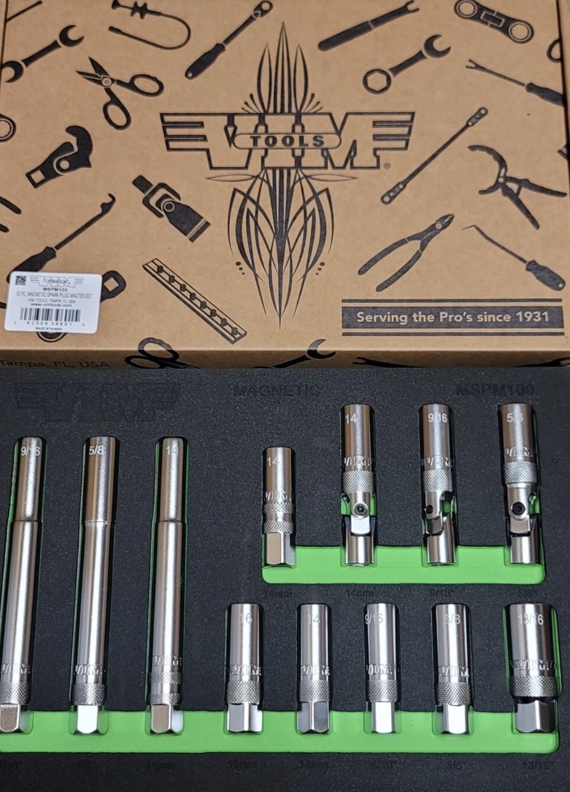 VIM 12pc Master Magnetic Spark Plug Socket Set w/ 6″ Long & Swivels #MSPM100