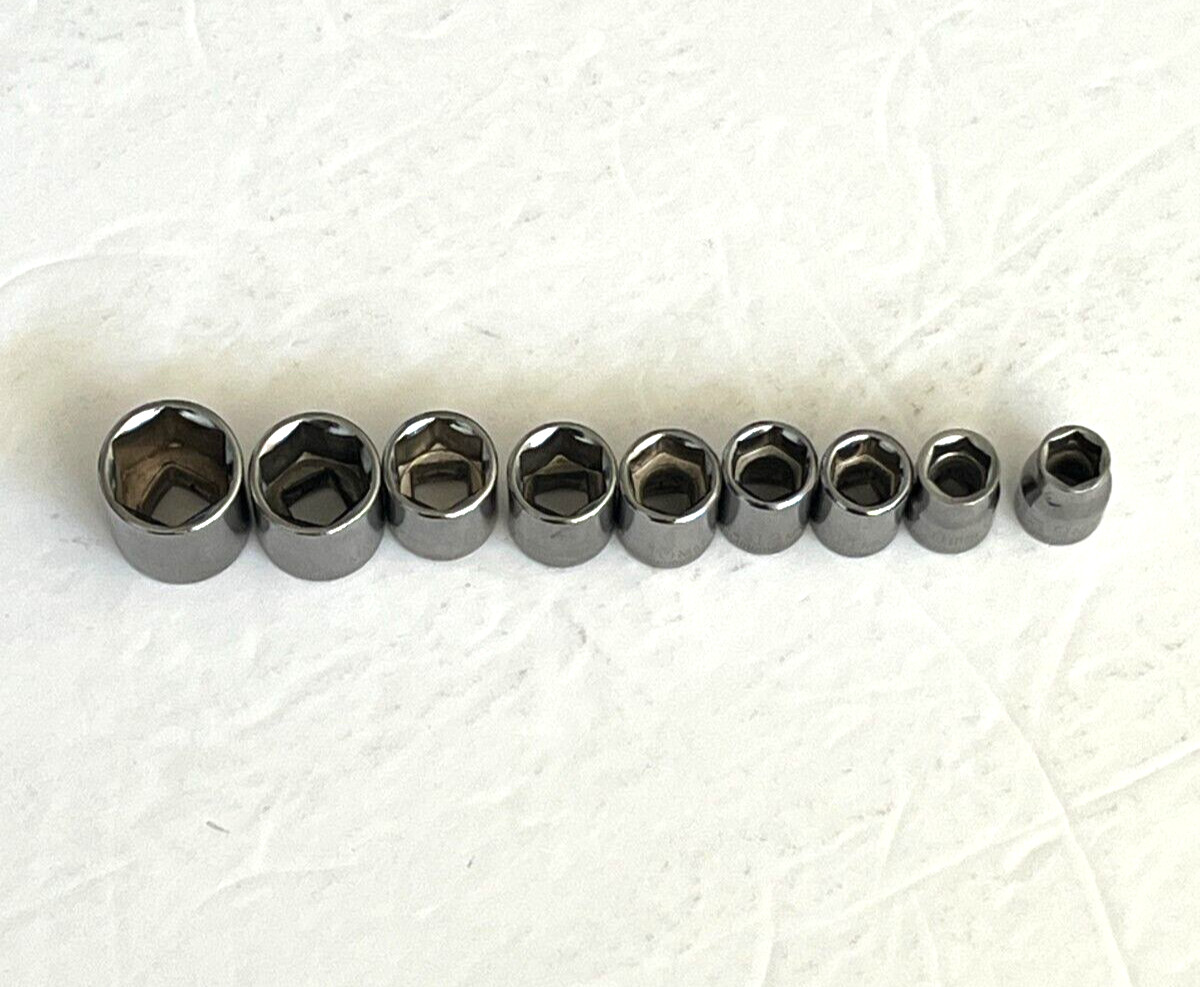 Craftsman 9 Piece Socket Set Metric 3/8″ Drive 6 PT Shallow G 9-15, 17, 19MM USA