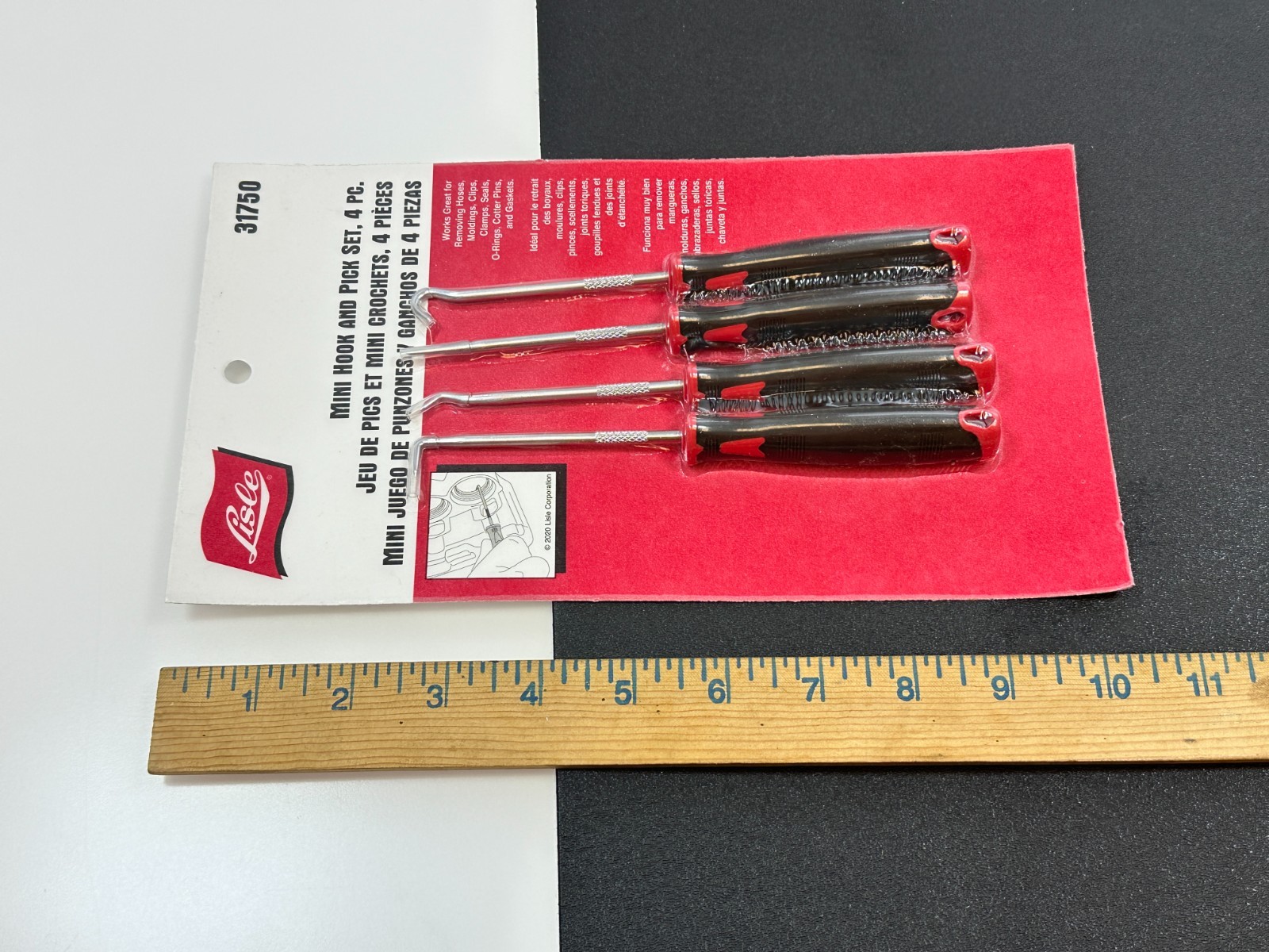 🆕 Lisle Tools 31750 4pc Dual Material Soft Grip Handle Mini Hook & Pick Set