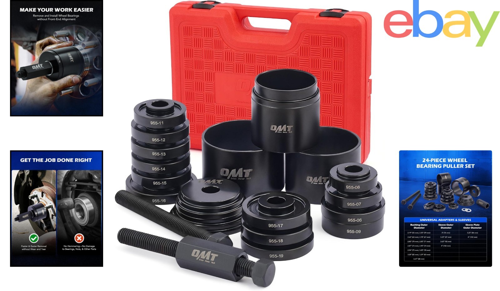 All-in-One Wheel Bearing Tool Set with Sliding Screws and Bushings Included