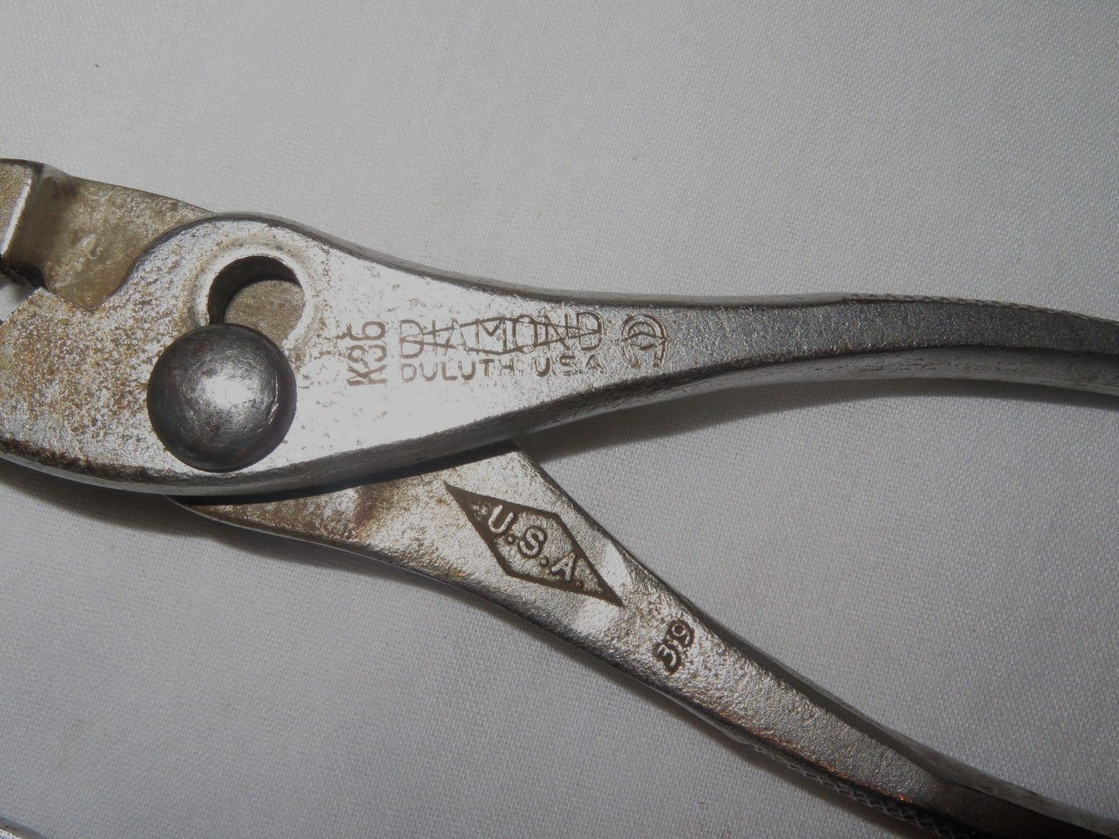 Diamond Tools K36 ~ 6.5” Slip Joint Pliers w/ Horseshoe Logo – USA – READ