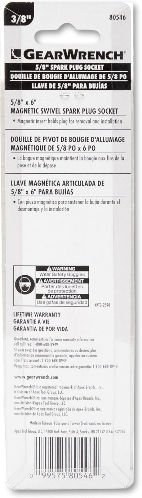 Ultra-Light 3/8″ Drive Magnetic Swivel Spark Plug Socket – 6″ Alloy Steel