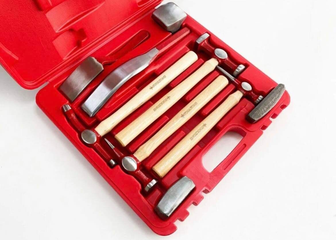 Auto Body Panel Beating Repair Tool Hammer Kit 9pc Hickory Heavy Duty