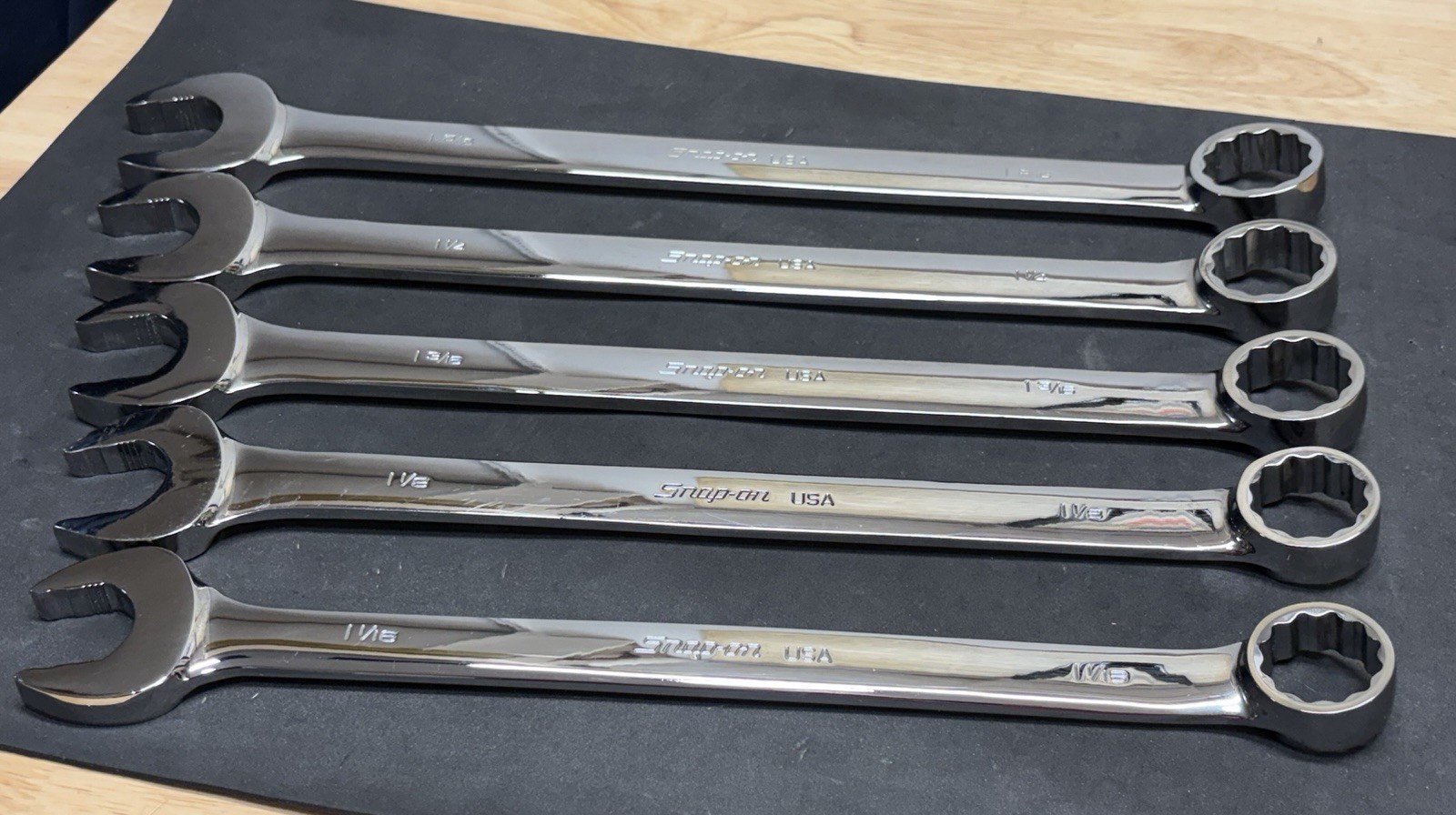 NICE! Snap-On Large 5pc Flank Drive Plus SAE Combination Wrenches Wrench Set