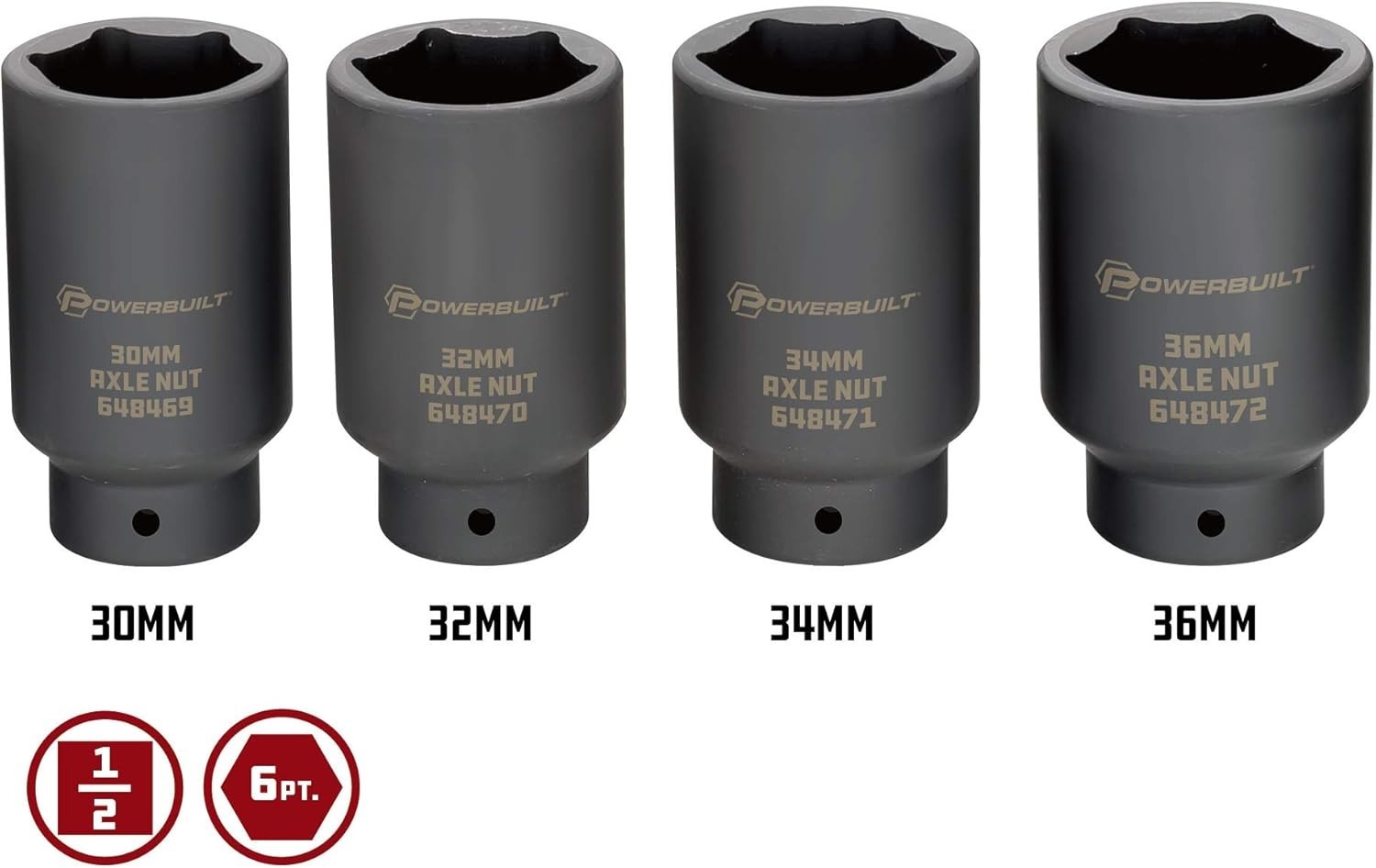Impact Rated 4-Piece Axle Nut Socket Set for Foreign Vehicles – Chrome Vanadium