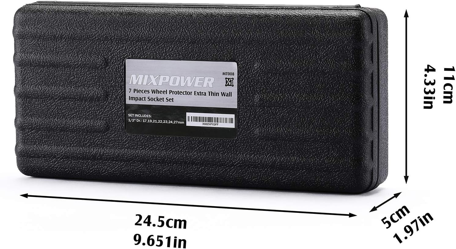 1/2″ Drive Thin Wall Deep Impact Socket Set – 17mm to 27mm, Non-Marring