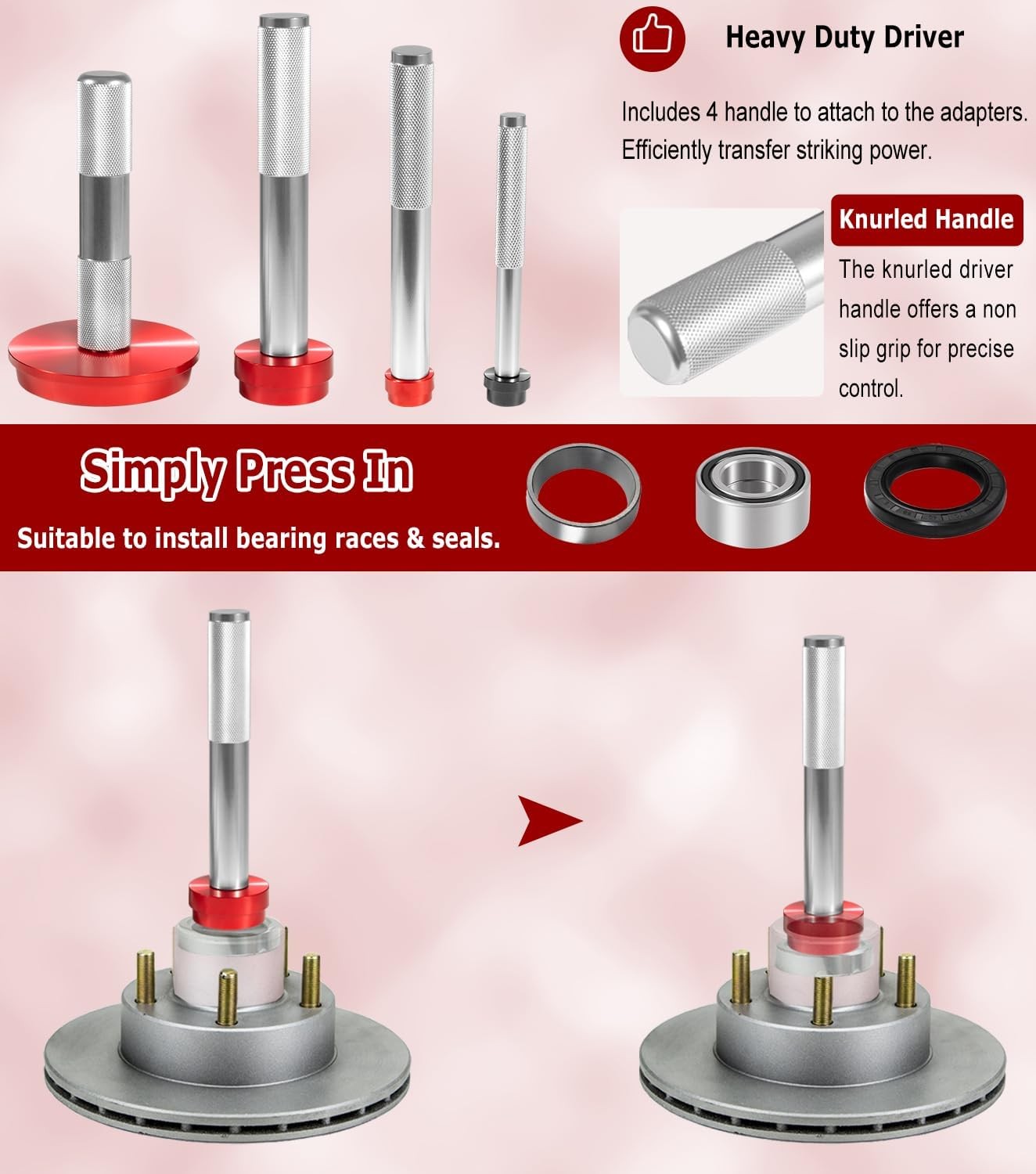 43pcs Wheel Bearing Press Kit, Bearing Race & Seal Driver Set for Most Vehicles