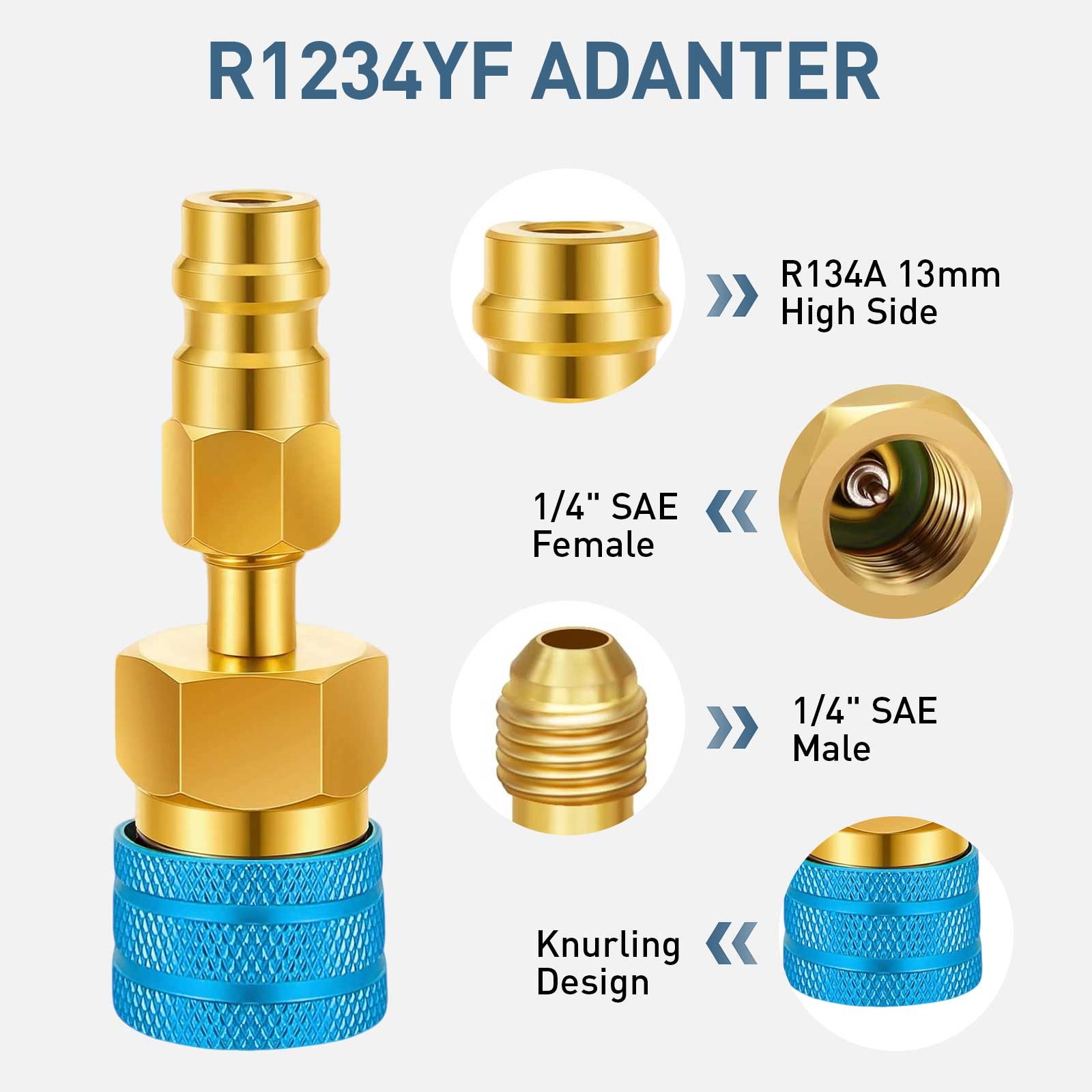 R1234YF to R134A Adapter Kit Quick Coupler High/Low Side Conversion A/C Can Tap