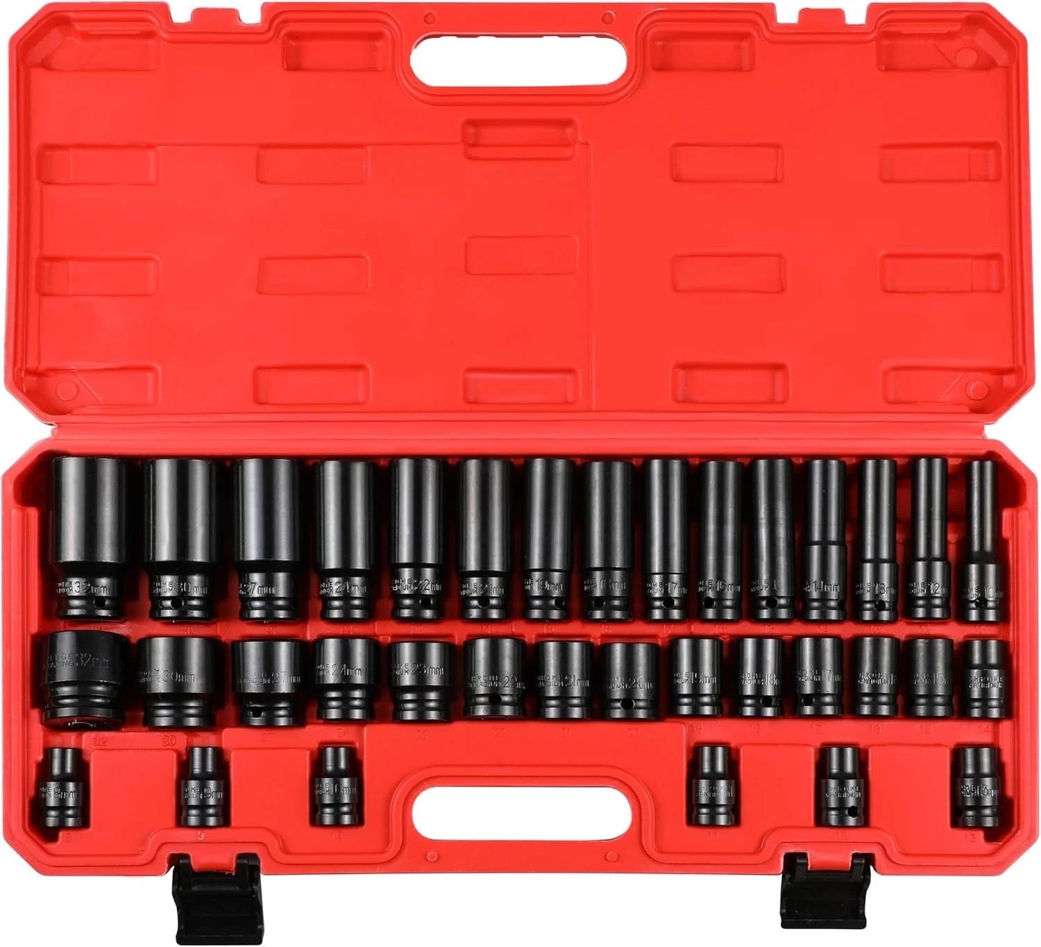 35-Piece Professional Impact Socket Kit with Durable Storage Case & Metal Rod
