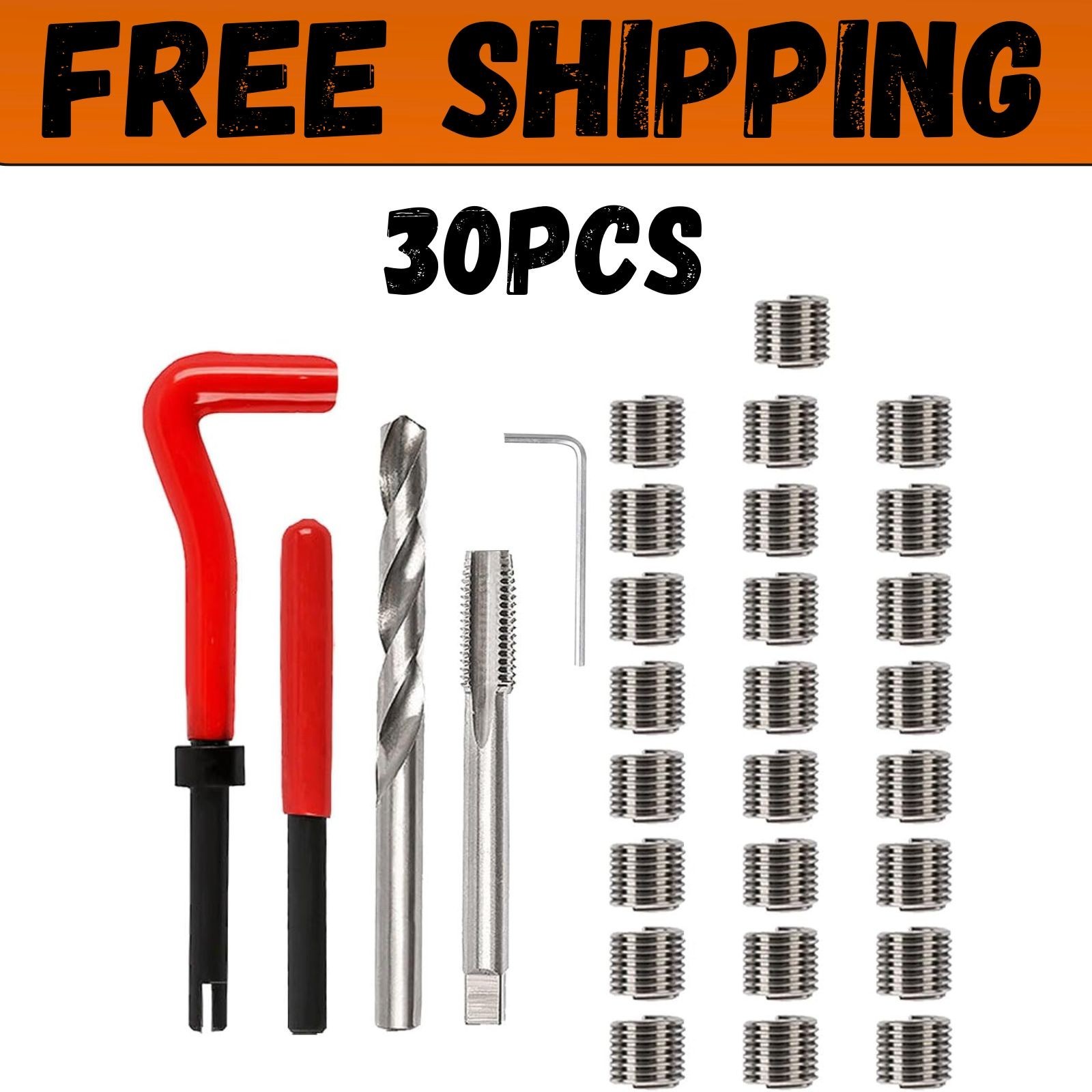 30PCS M6 x 1.0mm Thread Repair Insert Kit, Metric Helicoil Kit Compatible Hand T