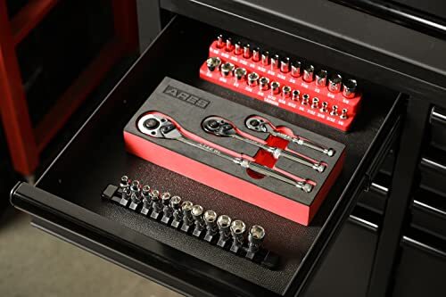 12PCS 1/4-In Drive Metric Flex Socket Set, 6 Point Sockets, Storage Rail Include