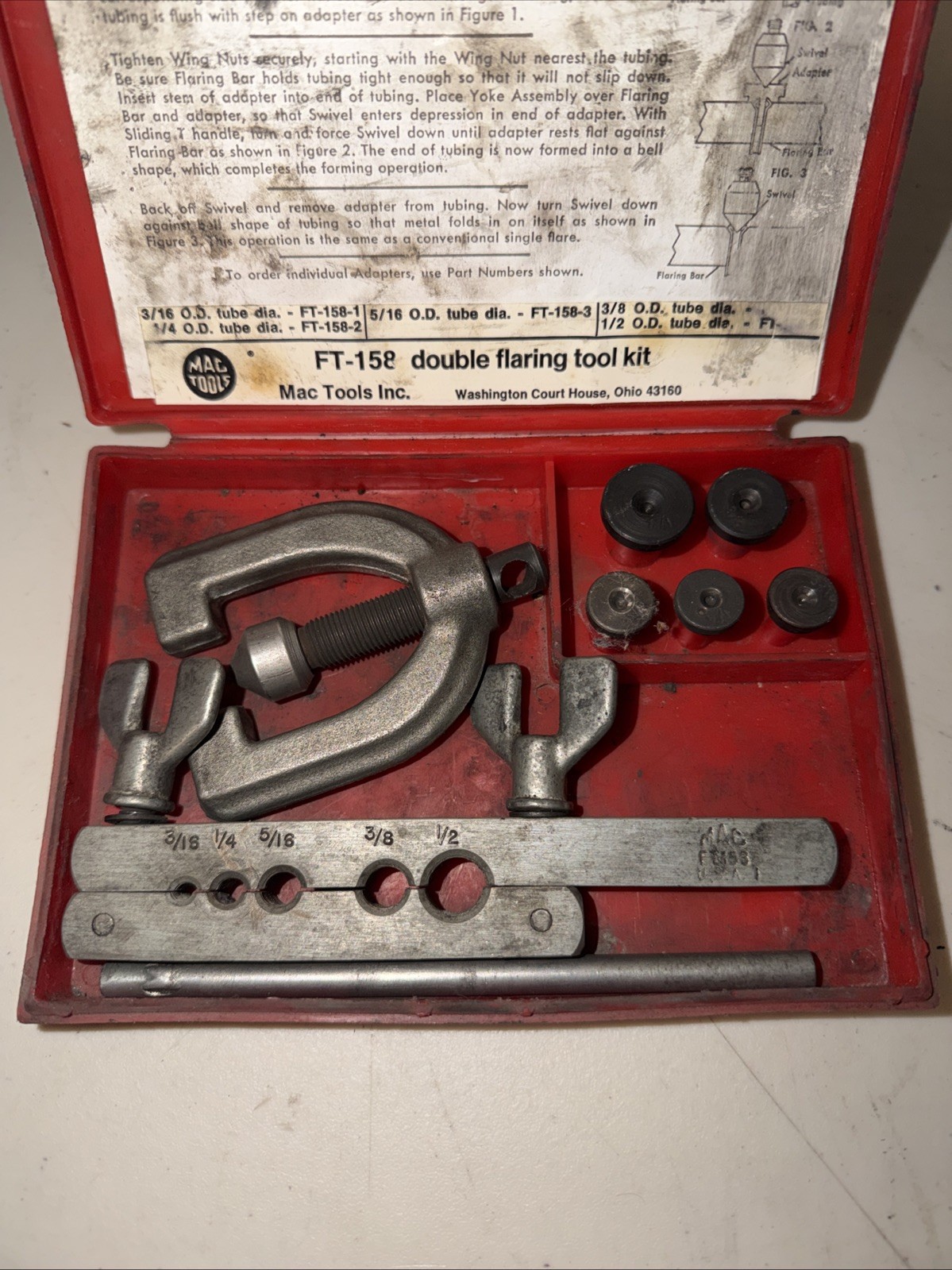 Mac Tools Used Complete FT 158 Double Flaring Tool Kit USA MADE In Case