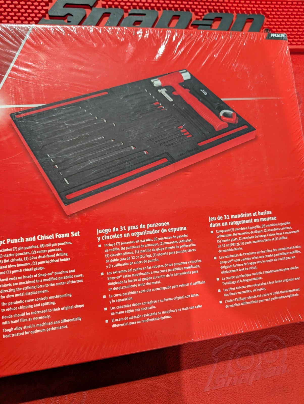 Snap-on USA BRAND NEW 31pc Punch & Chisel w/ Dual Face Hammer Set w/Foam PPC01FR