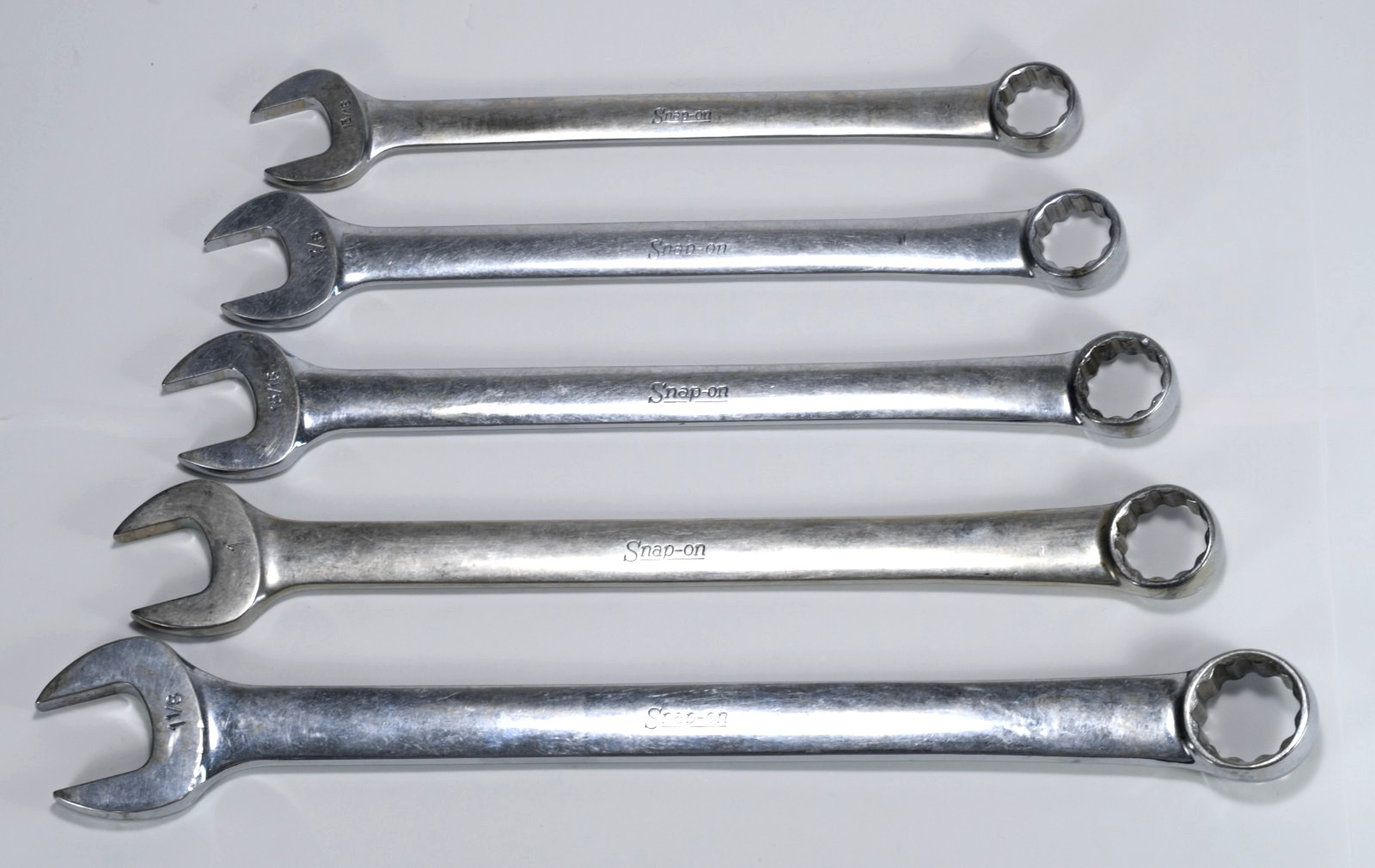 5x Snap-on OEX Series SAE Combination Wrenches 13/16″, 7/8″, 15/16″, 1″, 1-1/8″