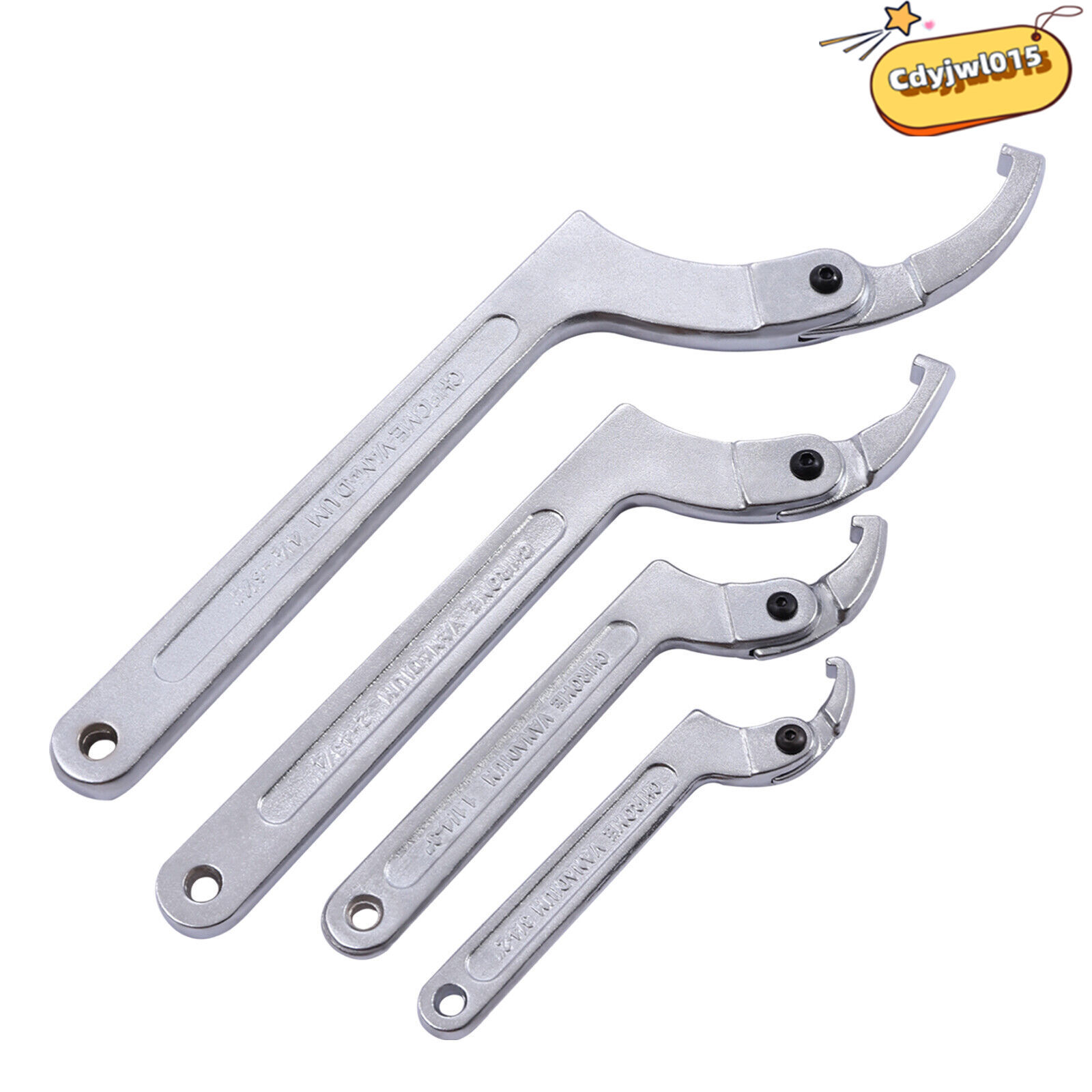 4pcs Adjustable Hook & C Pin Spanner Wrench Set Tighten Removing Nut Wrench New