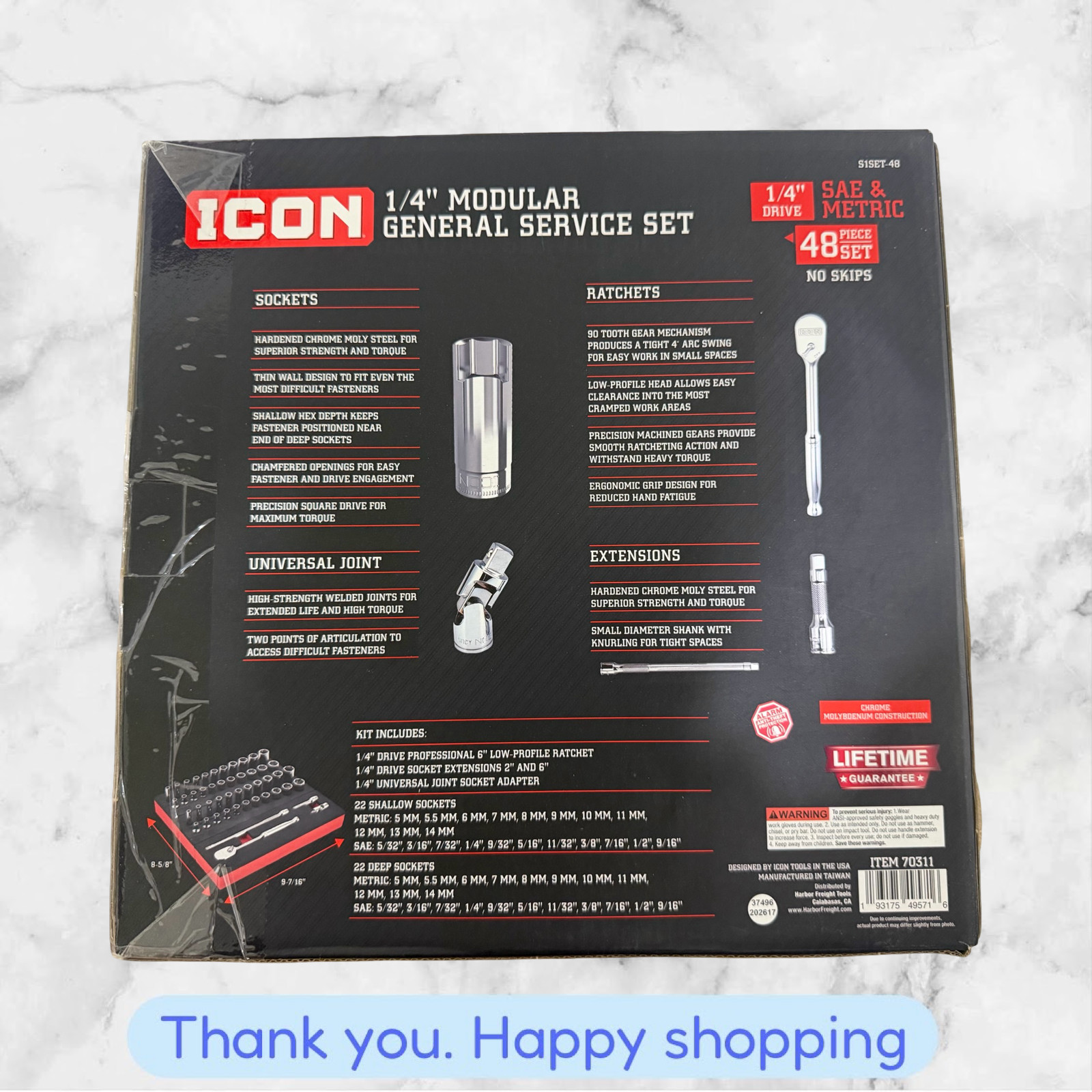 Icon 1/4 in. Drive Modular General Service Socket Set | S1SET-48 | 70311 NEWSHIP