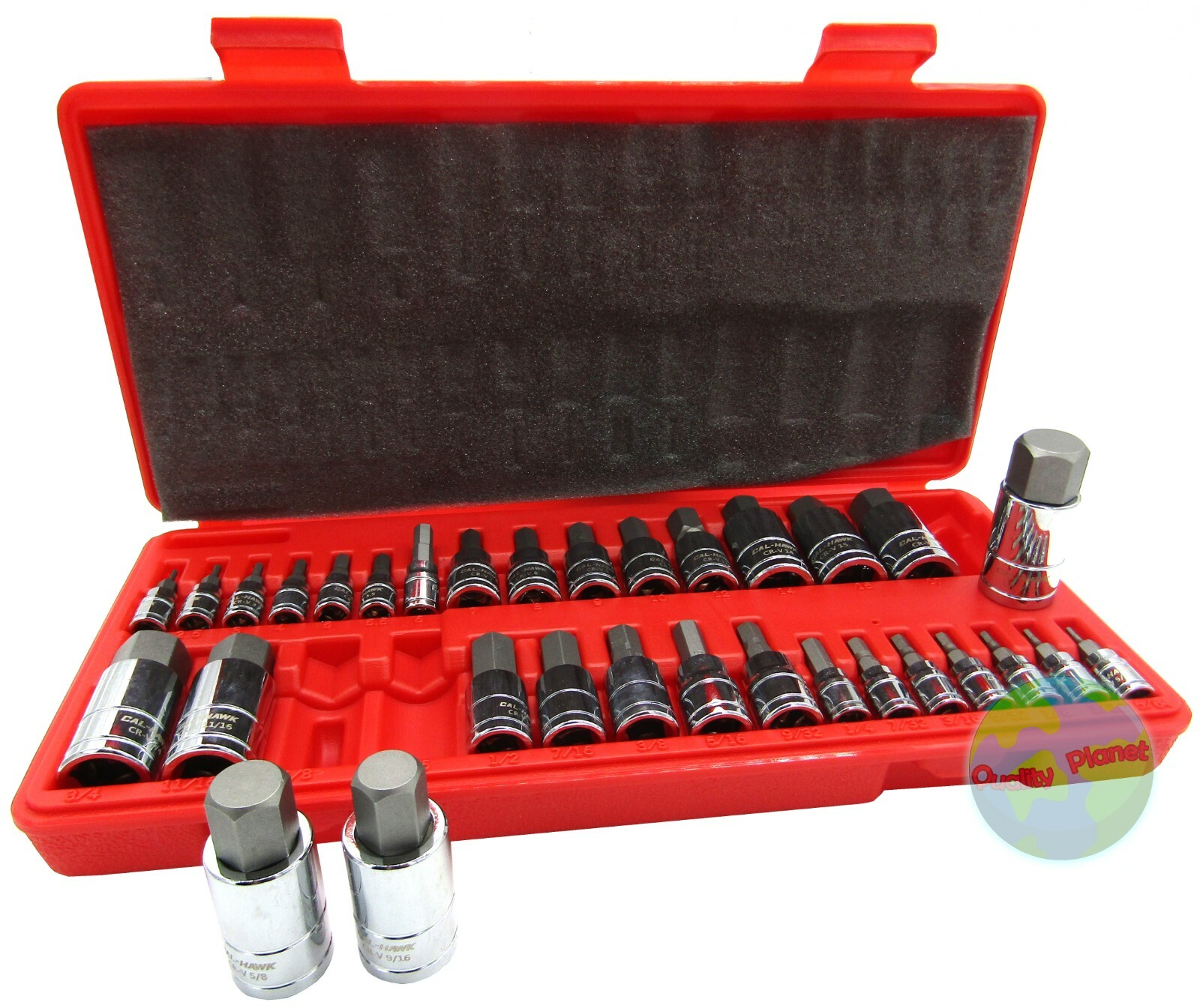 CALHAWK 32PC Hex Allen Master Socket Bit Set S2 Steel | SAE & Metric S2 Steel