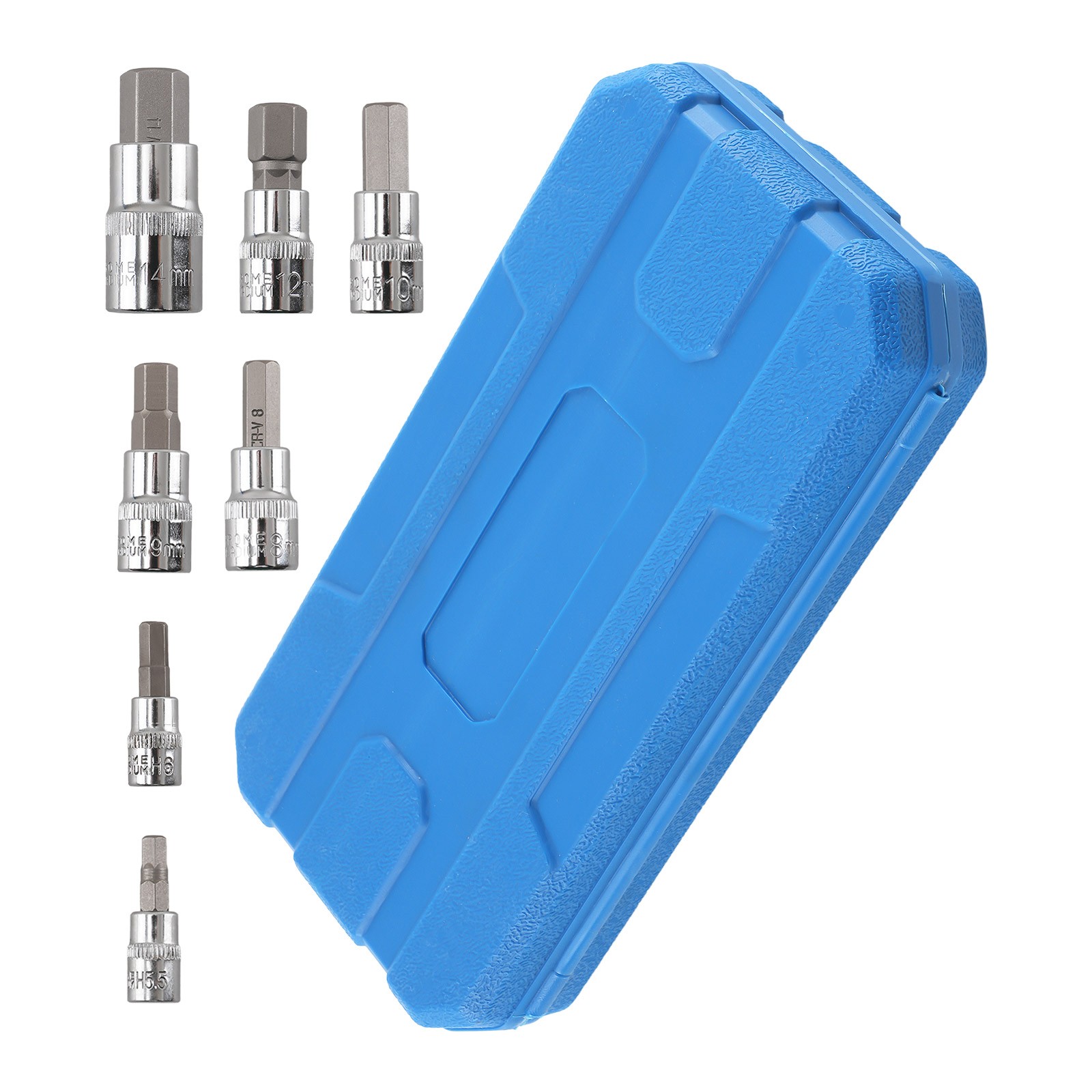 13 Piece CRV Metric Hex Bit Socket Set 1/4 3/8 1/2 Drive Chrome 2-14mm