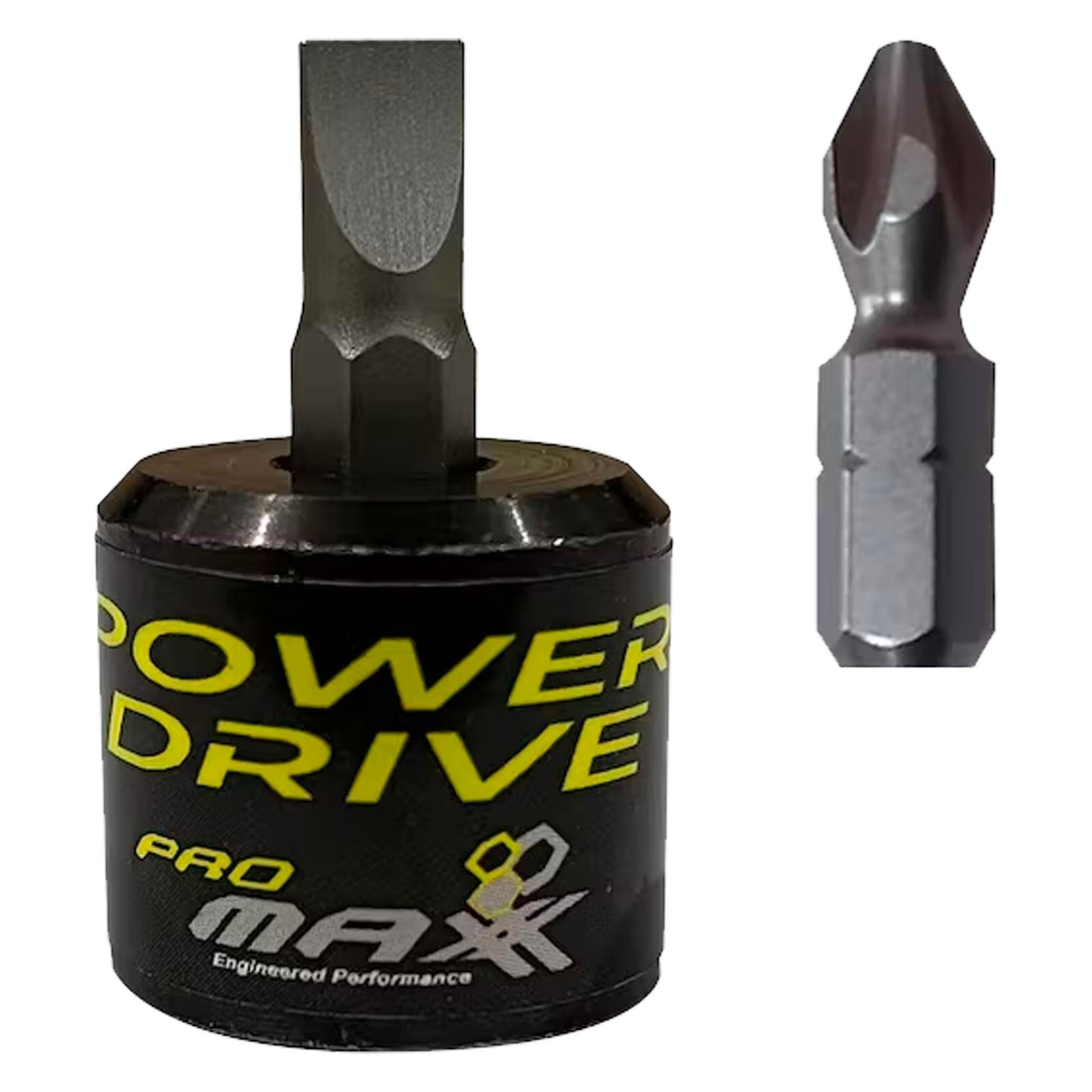 Hex 1/4” Ratchet Driver Adapter w Straight & Phillips-Head Bits, PowerDrive Hex