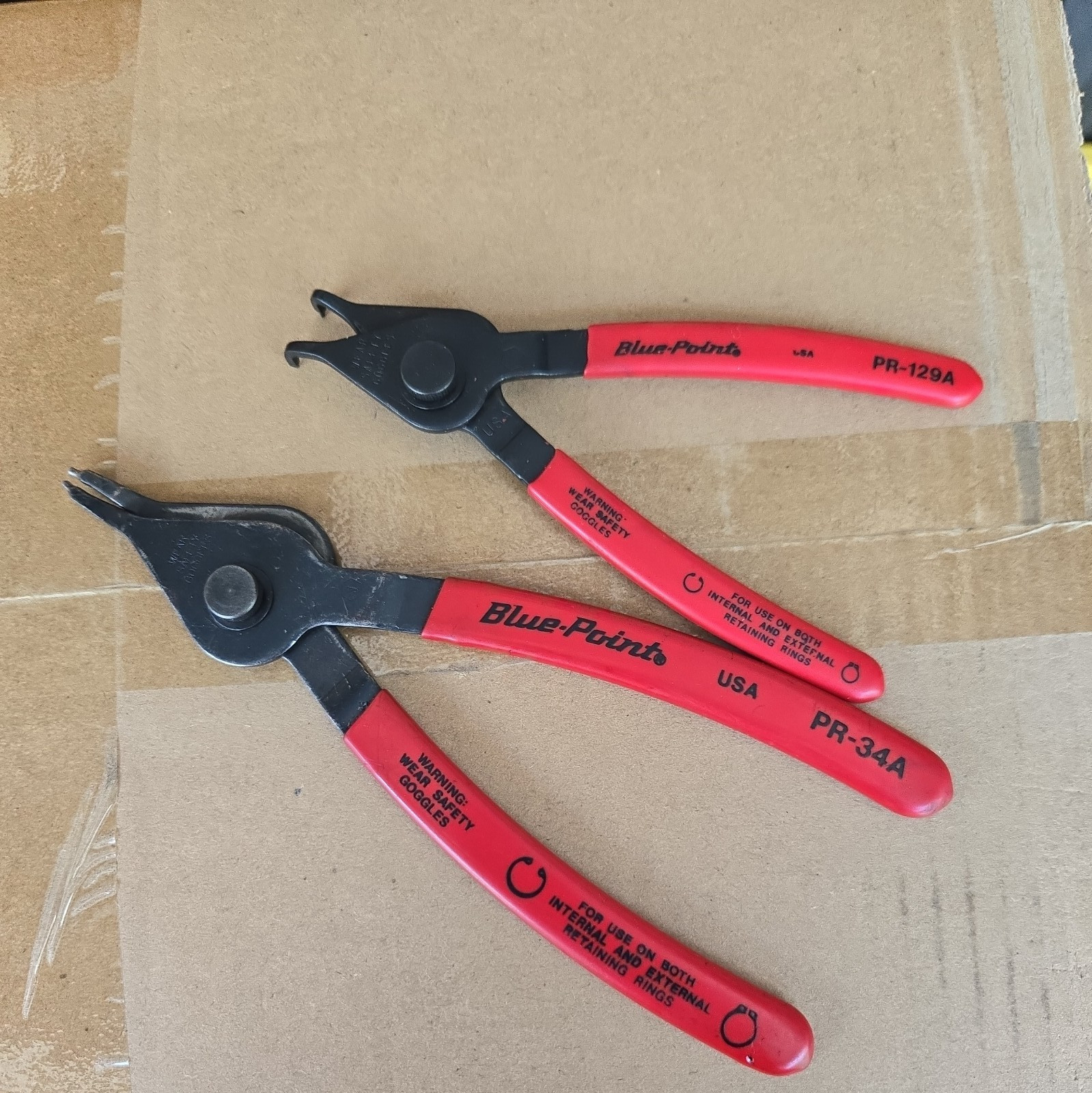 Blue Point Snap Ring Pliers PR-34a & PR-129a Internal External Used Hand Tools