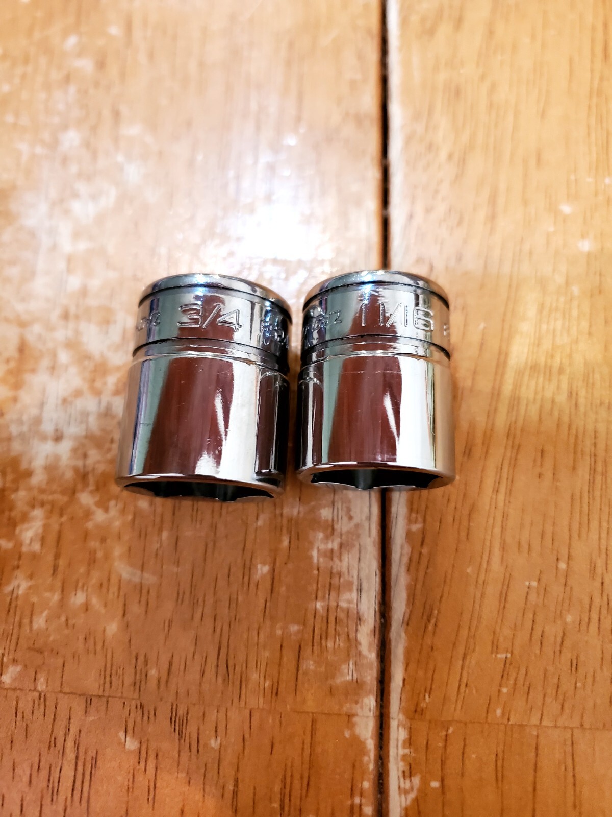 Snap On 3/8″ Drive 11/16″ 3/4″ 6PT SAE Shallow Chrome Sockets Lot Of 2