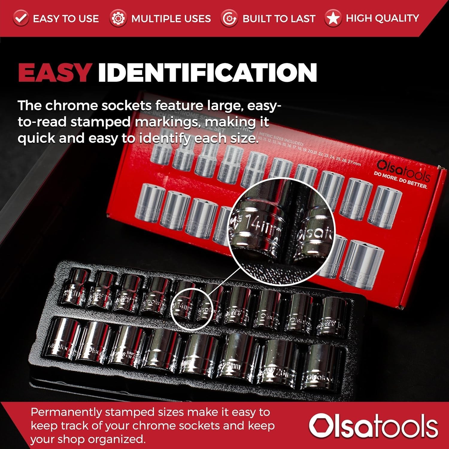 18pc Metric Shallow Socket Set – Chrome Vanadium