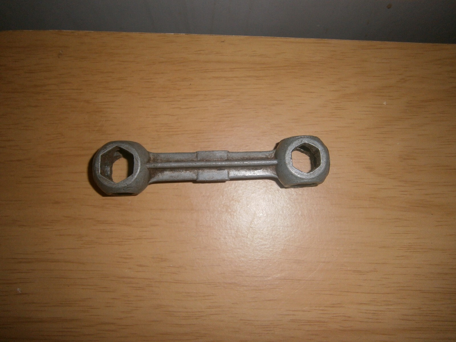 Vintage silver tone U.C.P. England multi spanner. 17mm end.(E6d)