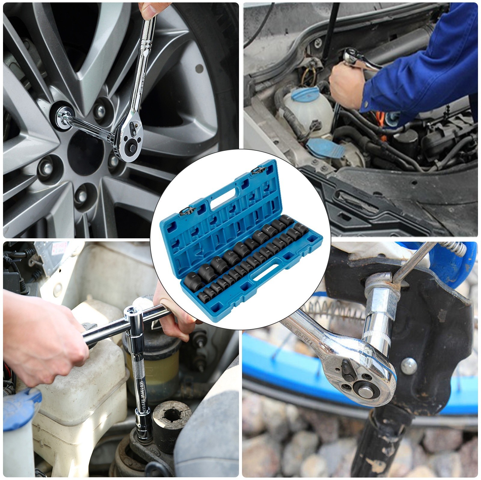 Impact Socket Kit 1/2″ 26-Piece Impact Socket, Shallow Socket, 6-Point Socket