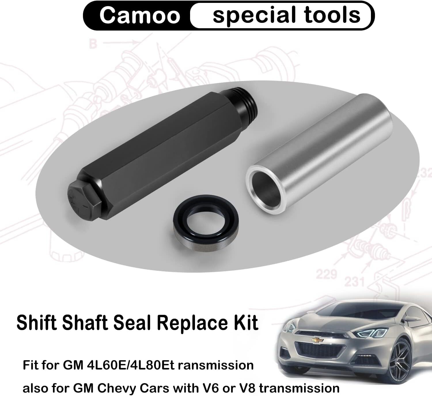 Transmission Shifter Seal Remover Installer Tool w Seal For GM Chevy 4L60E 4L80E