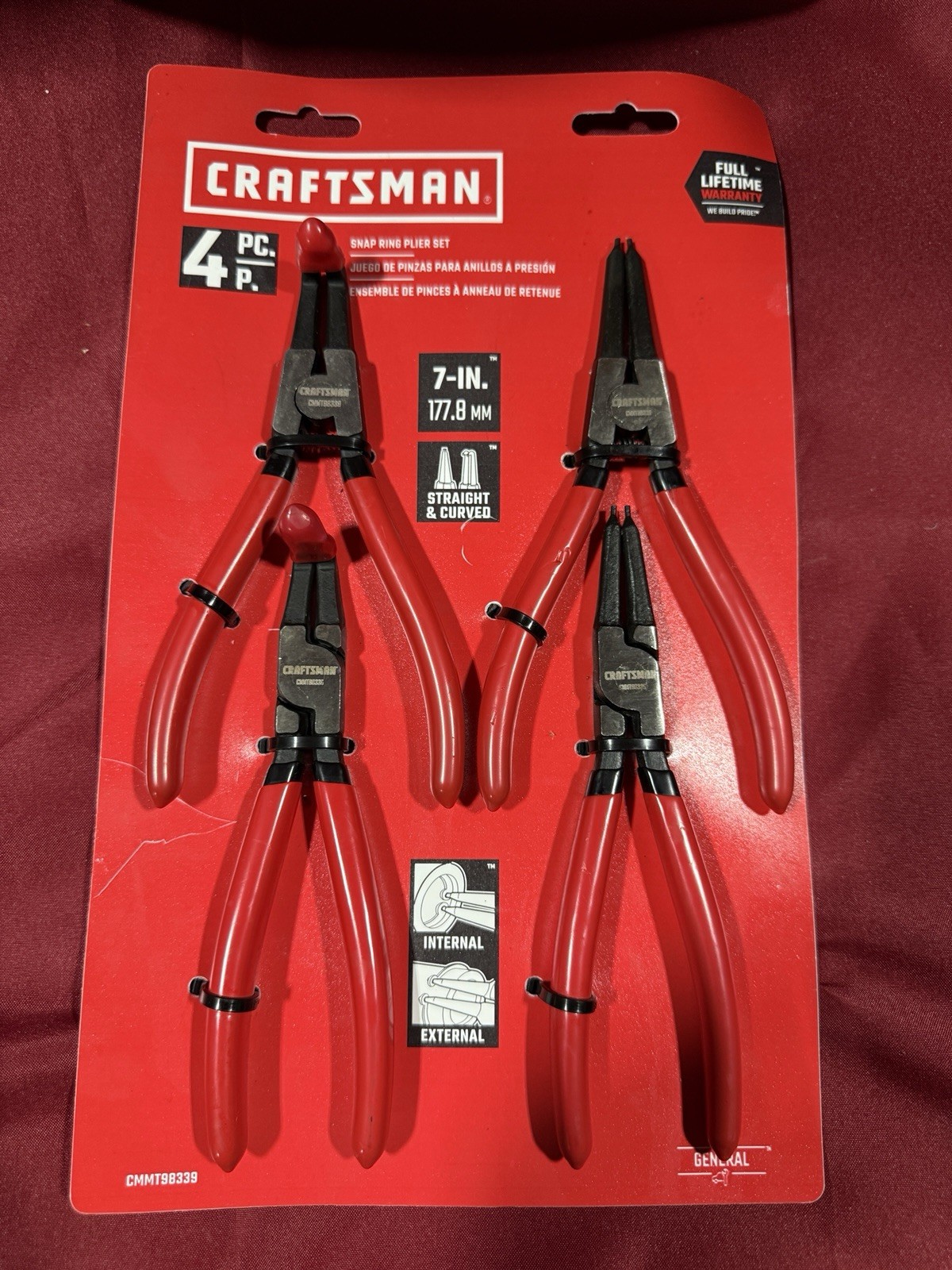 Craftsman 4pc Snap Ring Plier Set Straight & Angled NEW
