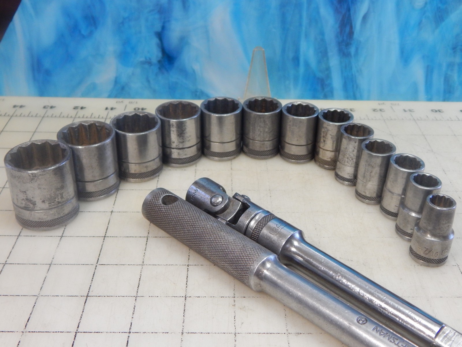 Vintage 1940’s Craftsman 1/2″ Dr. 16pc Socket Set, Breaker Bar, ALL -H- Series