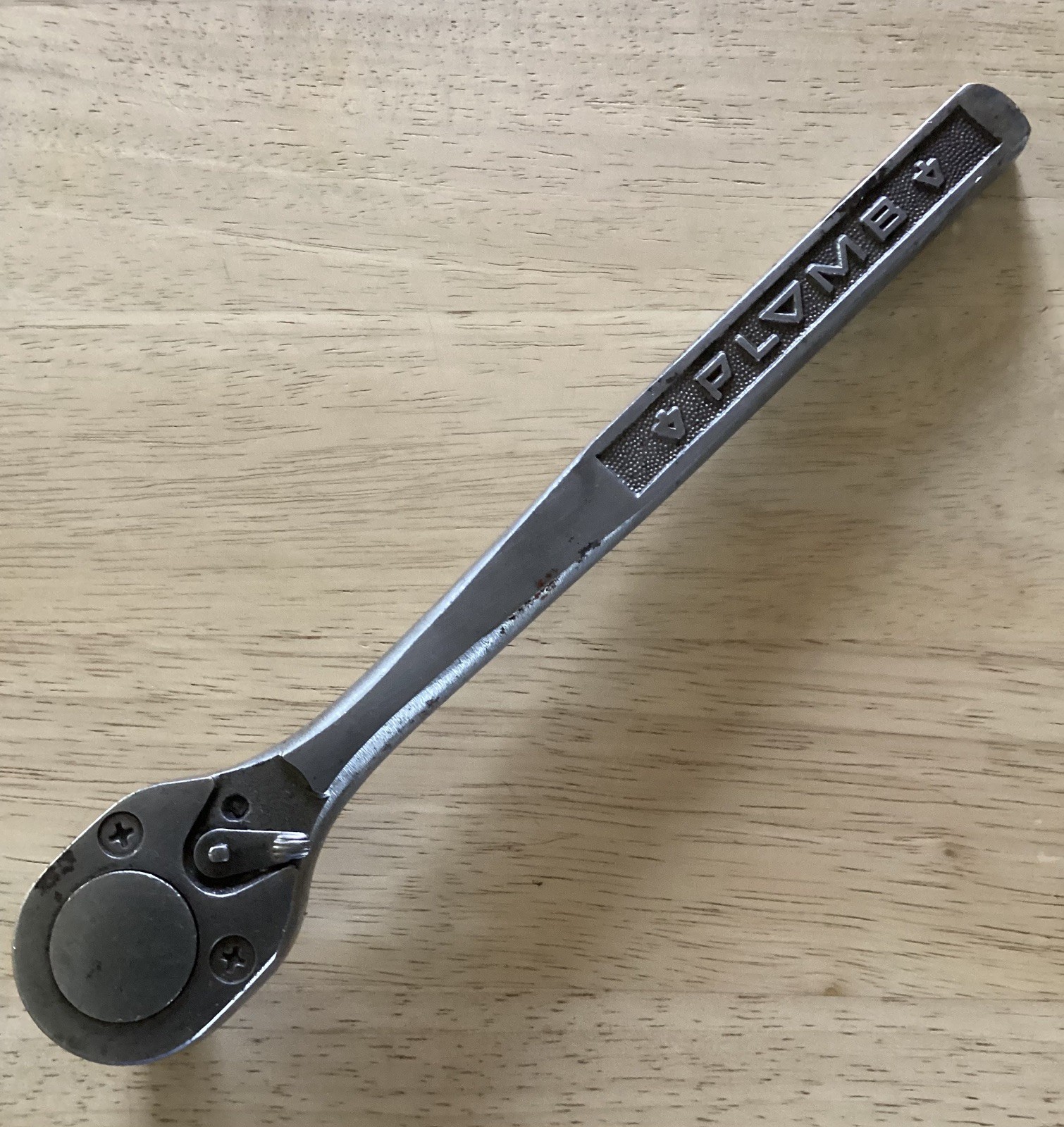Plomb 10.25″ Ratchet 1/2″ Drive Pebble Handle 5449 Plvmb Plumb Vtg USA