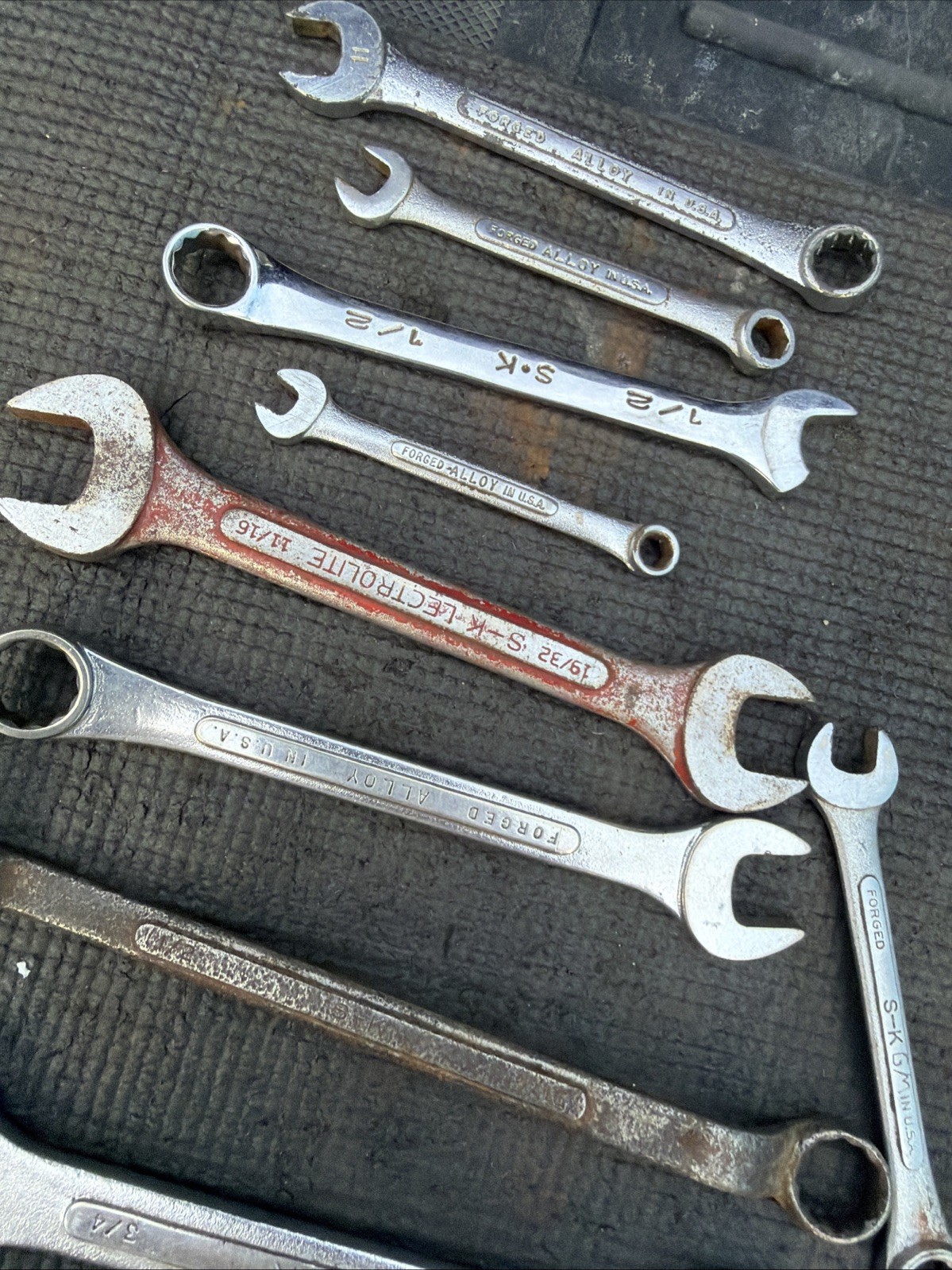SK Tools USA S-K Large Wrench Lot 17pcs 1 Broken Rest of C-26 C-30 SAE Metric Tr