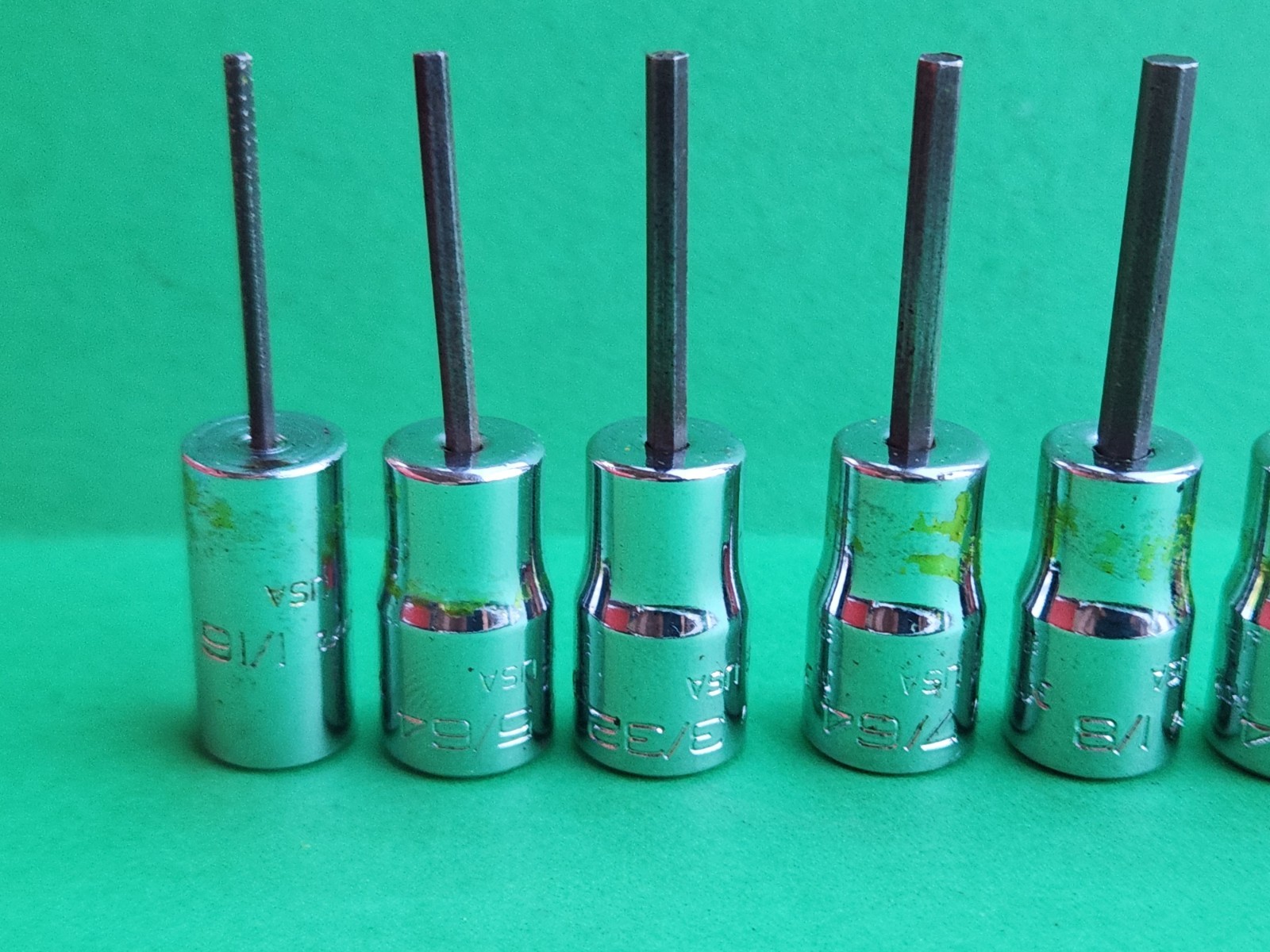 Snap On 10 pc 1/4″ Dr. SAE Hex Driver Bit Socket Set 1/16″-1/4″
