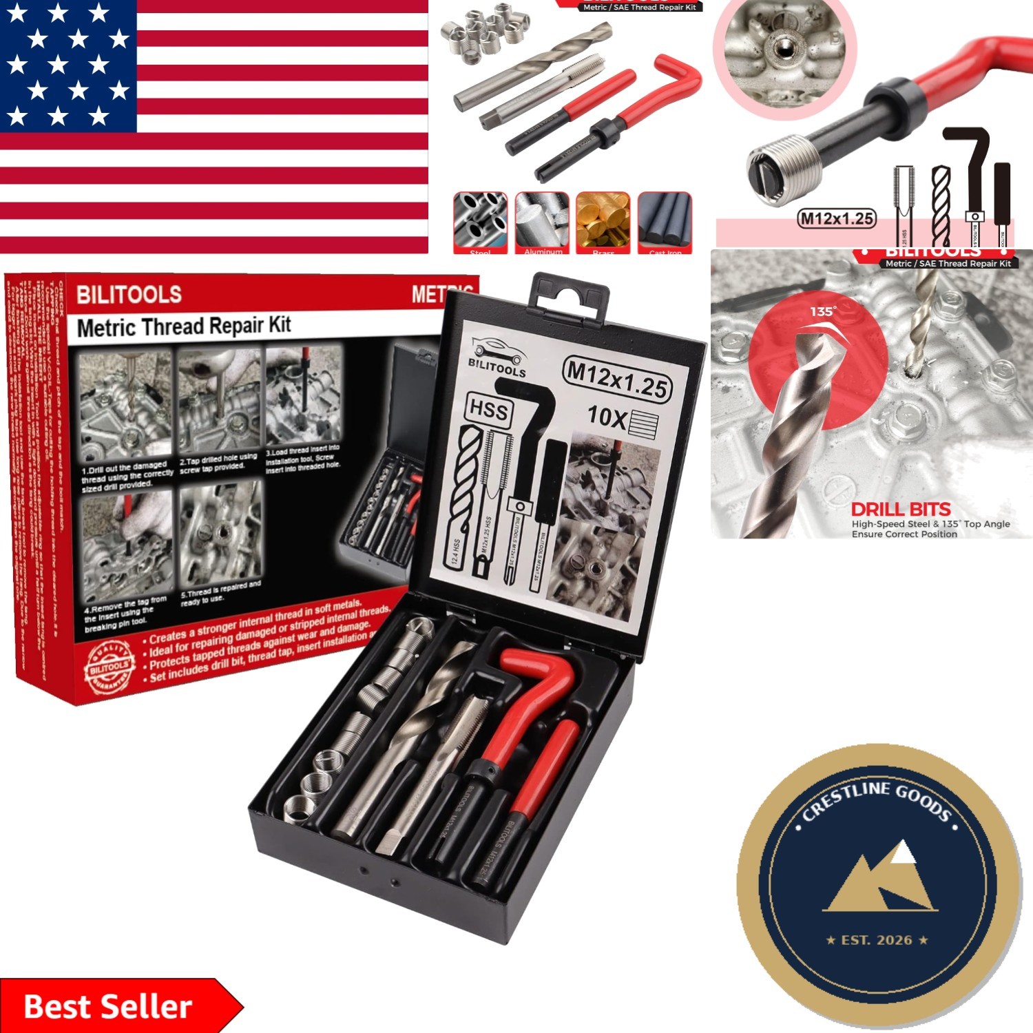 Ultimate M12x1.25 Thread Repair Kit – Stainless Steel Inserts & Tools Included