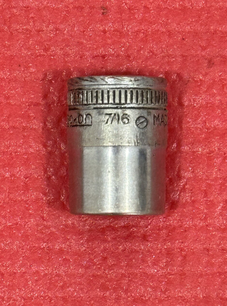Early SNAP-ON TOOLS F-140, 3/8″ DRIVE SAE 7/16″ SHALLOW CHROME SOCKET 12PT USA